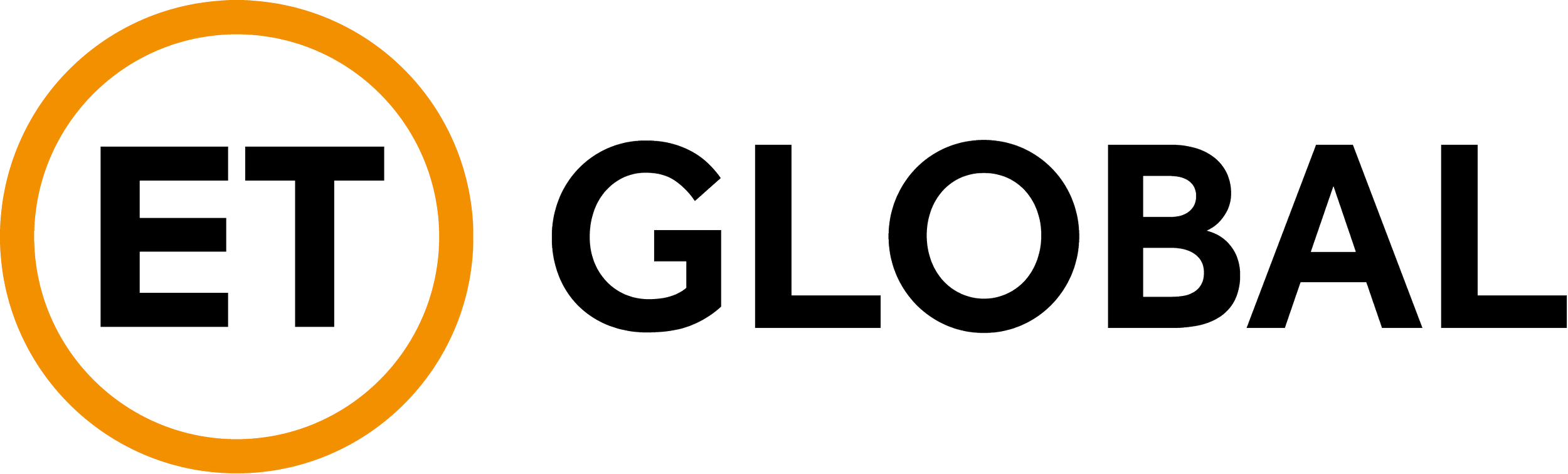 ET Global logo with black text and an orange circle around the letters ET