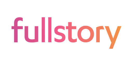 The logo for 'fullstory' with the text in pink and orange on a black background.