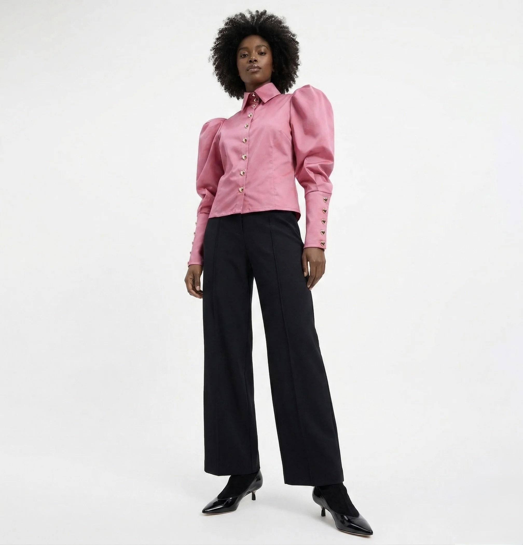 Bluse Rose mit Herzknöpfen