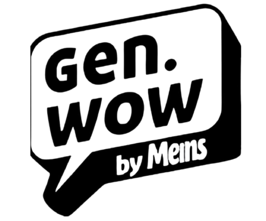 Logo mit dem Text „gen.wow by Men’s“ in einer Sprechblase