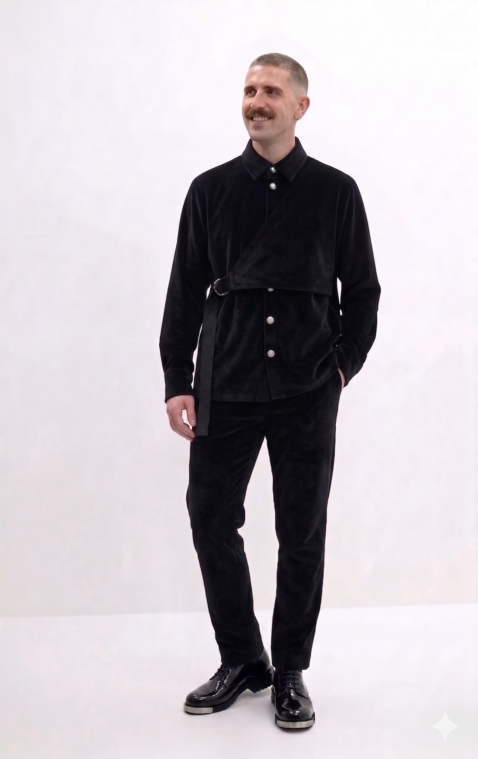 Herrenhemd mit asymmetrischem Overlay