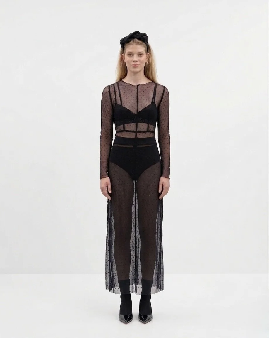 Kleid transparent schwarz