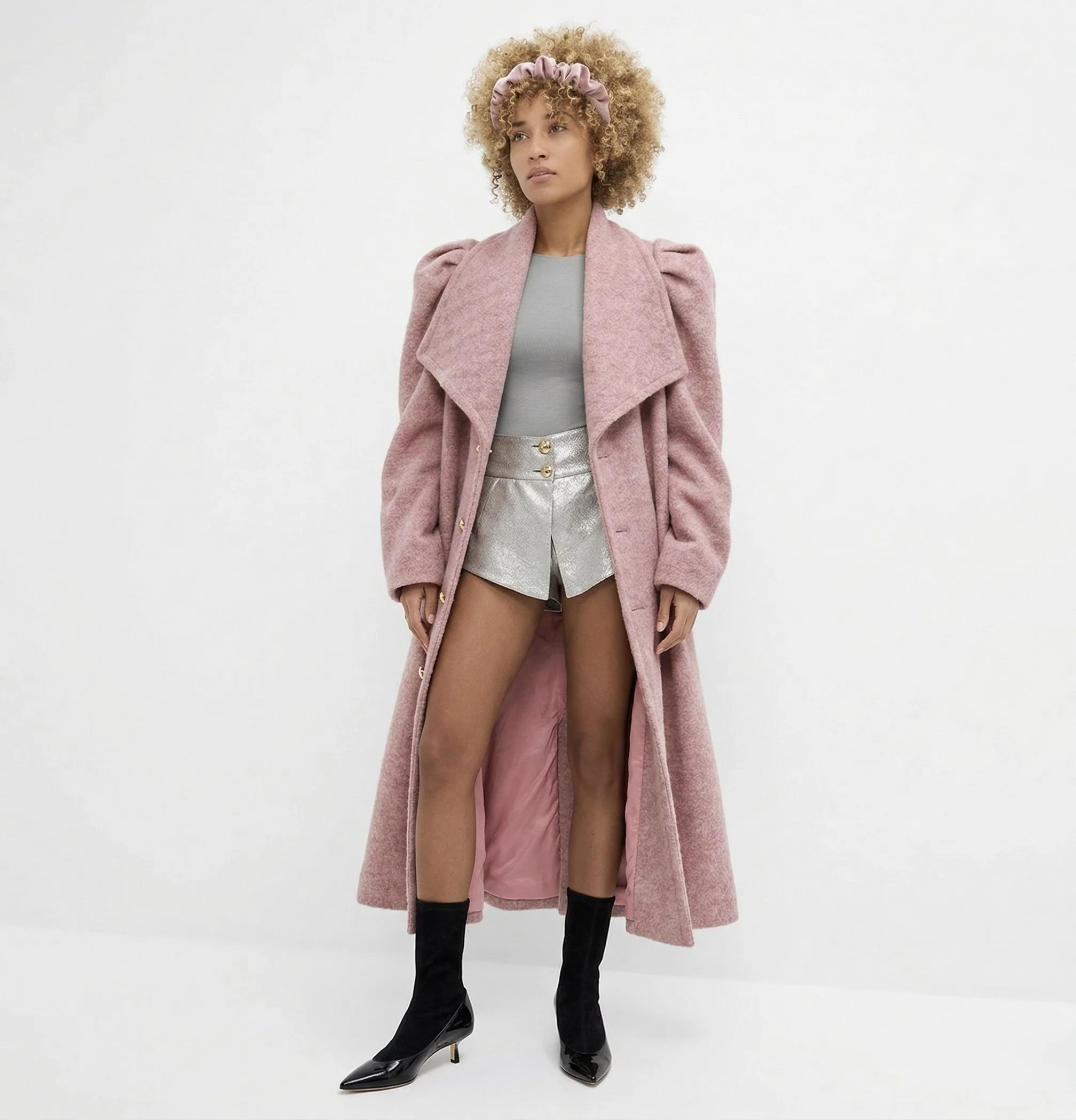 Mantel Rosa mit breitem Kragen