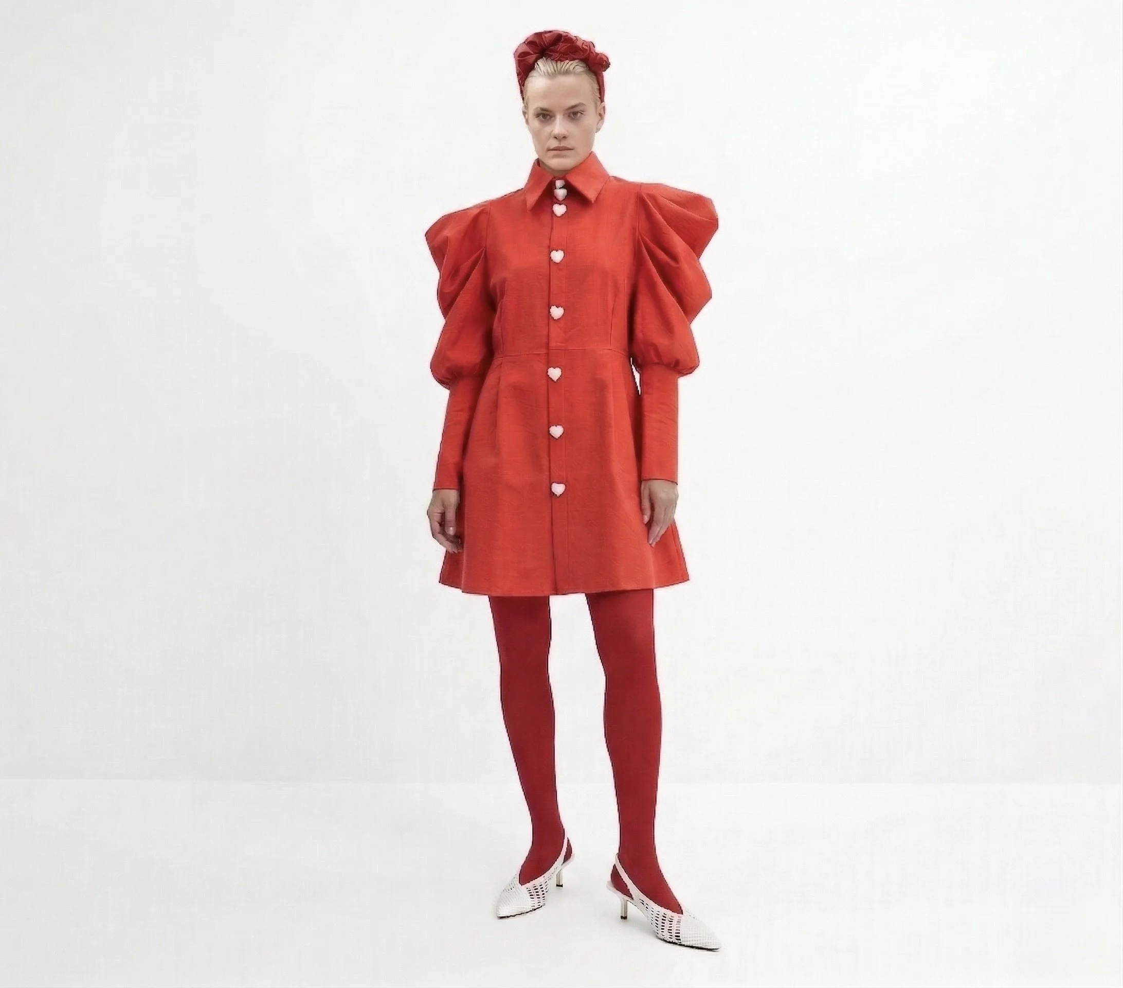 Kleid Rot mit Puffärmel