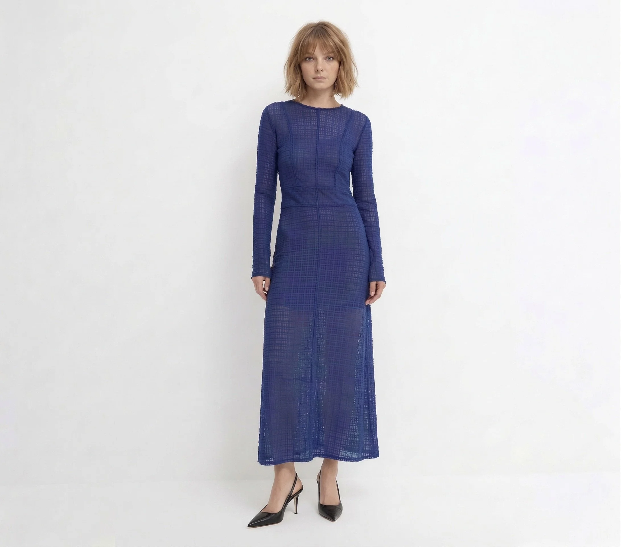 Kleid Transparent Blau