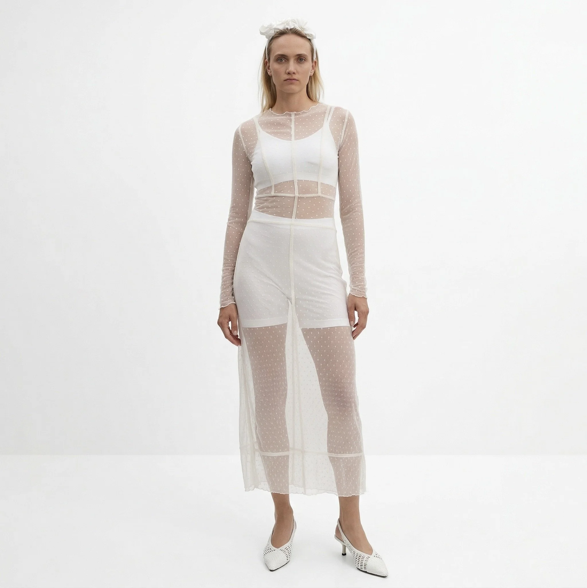 Kleid transparent weiß