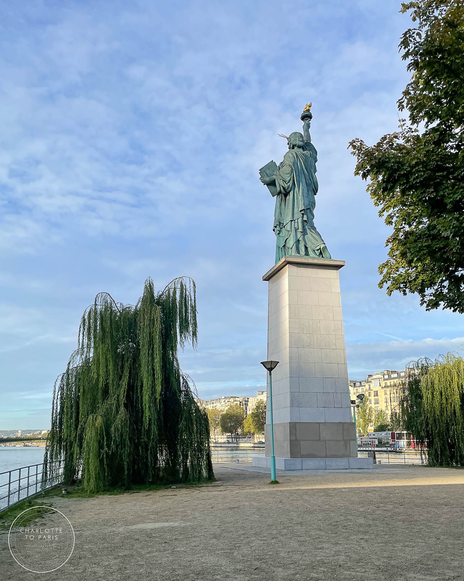 A Statue of Liberty at the edge of Ile Aux Cygnes