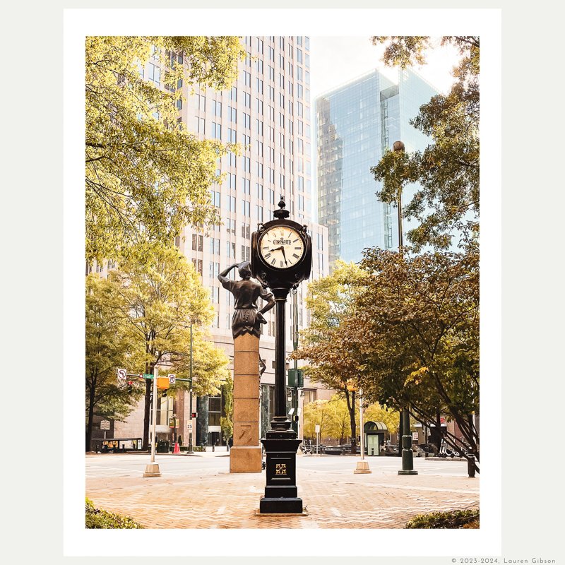 Uptown Clock, Charlotte — Charlotte to Paris Fine Art Photography Prints and Slow Travel Guides