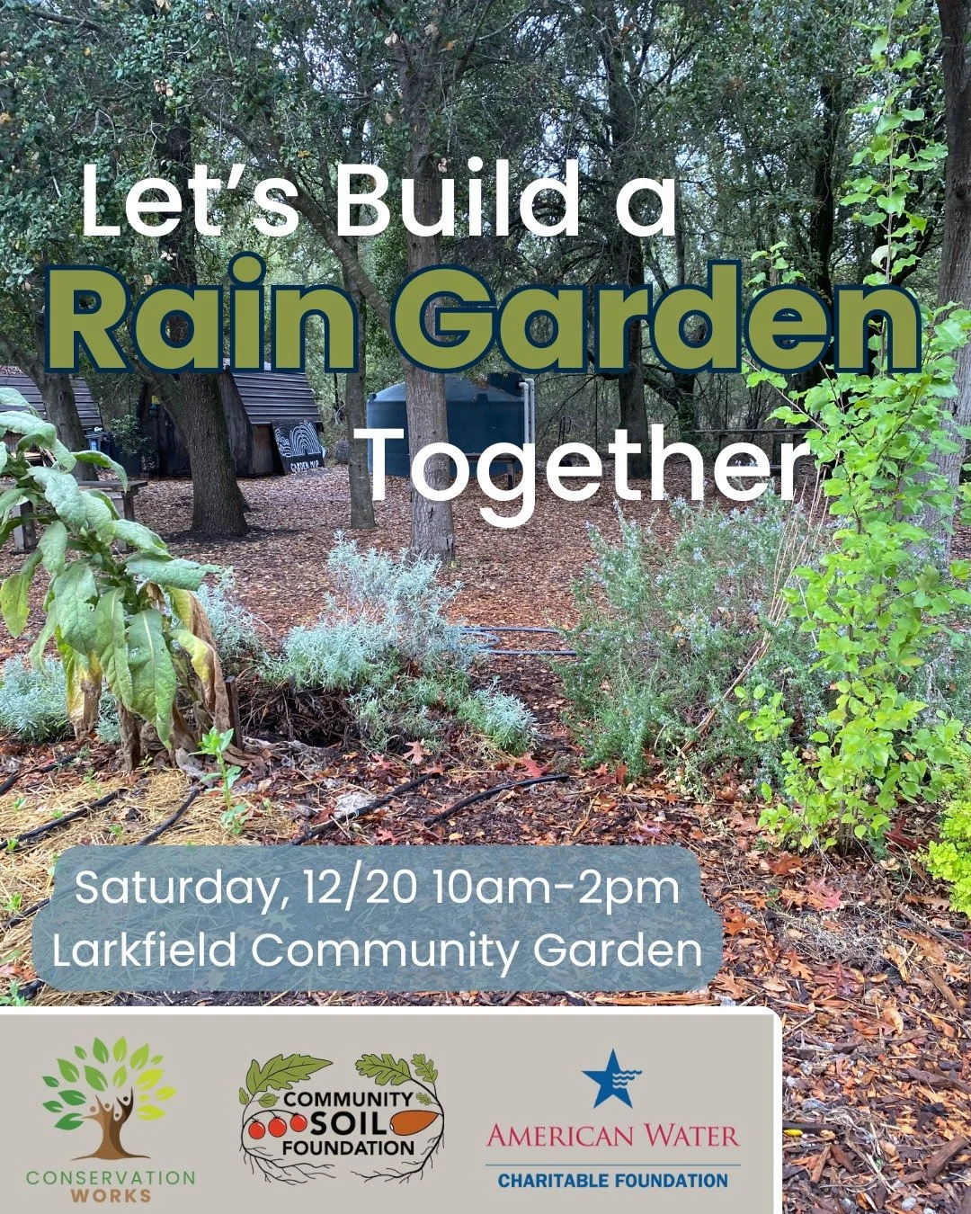 We are working with @communitysoilfoundation to bring a rain garden to life at Larkfield Community Garden. Volunteers, we need you! Stop by, get your hands in the dirt, learn some new skills, and contribute to sustainable action in your watershed.

E