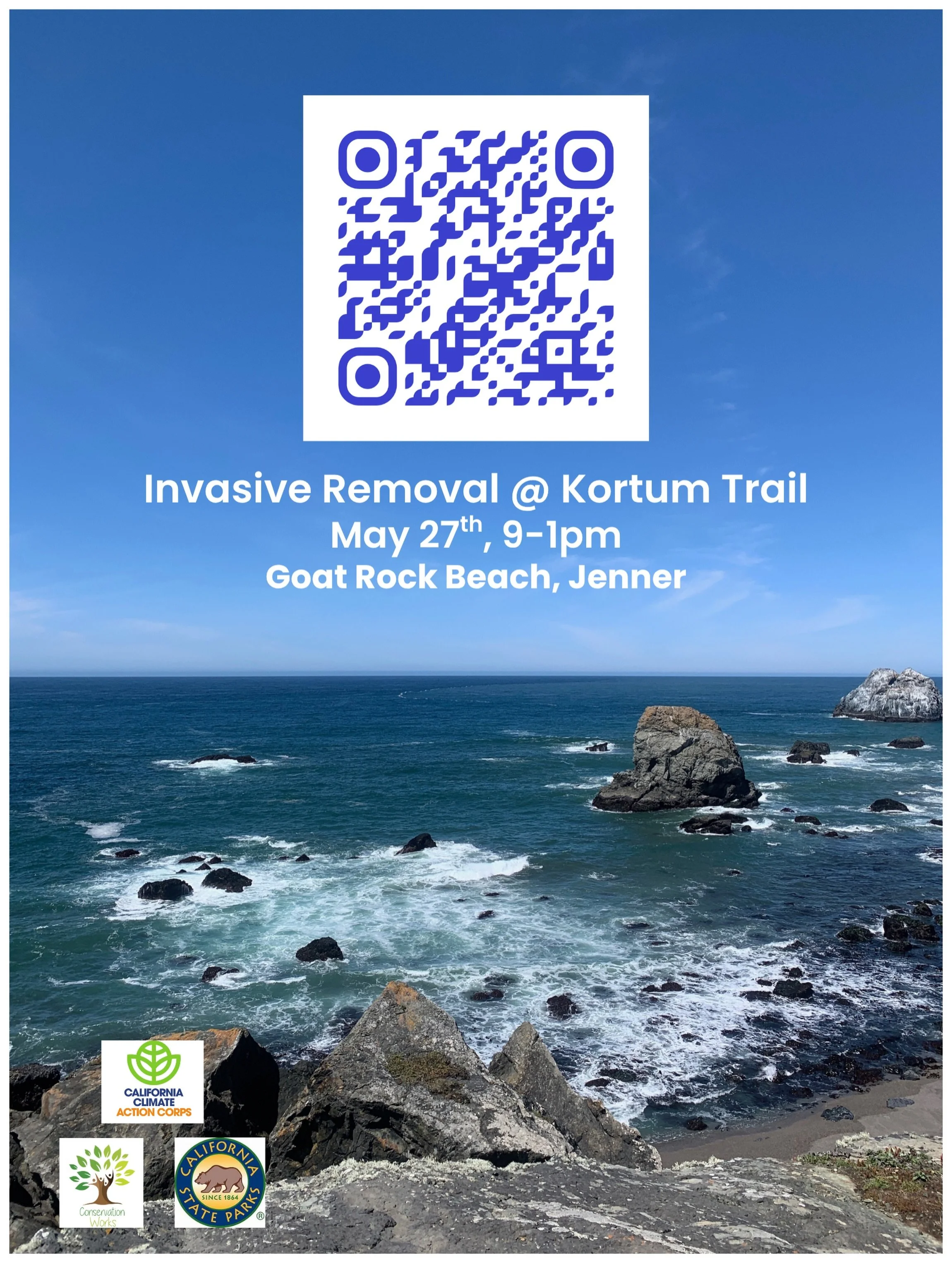 Who doesn&rsquo;t love a day by the ocean, especially when you can do some good while you&rsquo;re at it! 🌊

Join Conservation Works and California State Parks at Goat Rock Beach for an invasive species removal on Wednesday, May 27th, from 9-1pm.

W