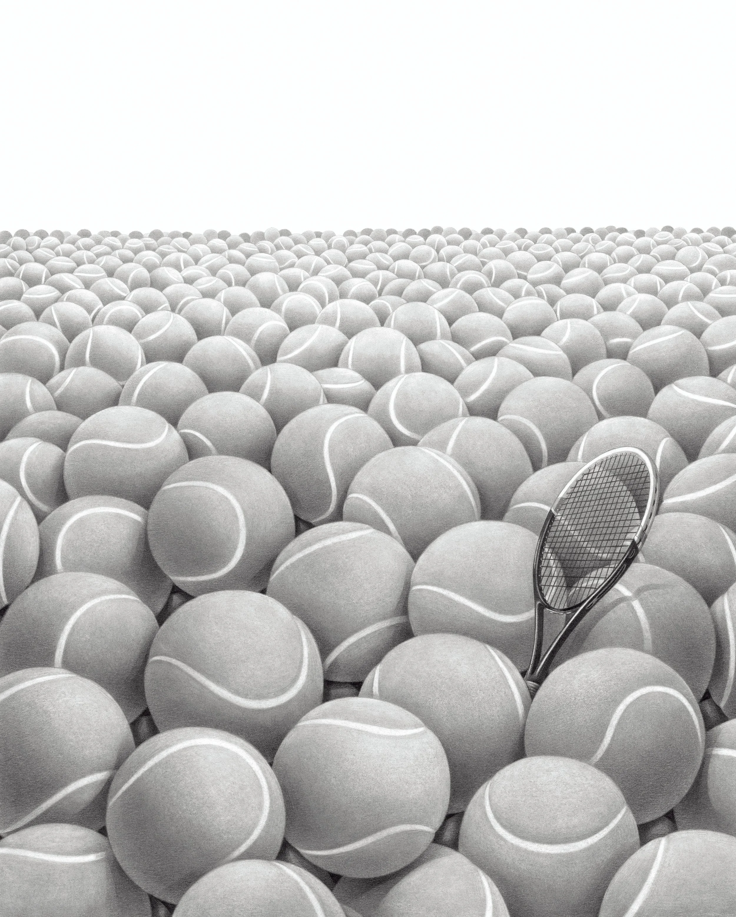 A Tennis Racket and Tennis Balls