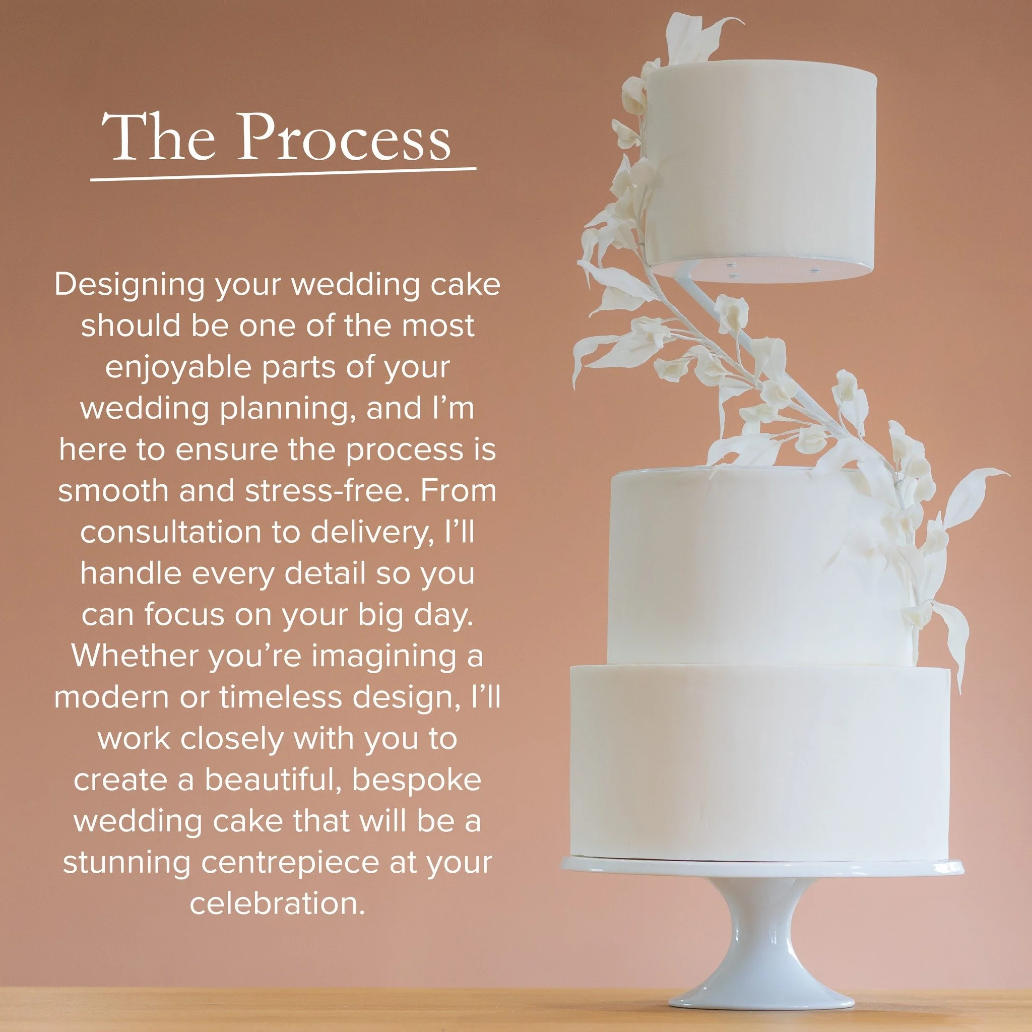 Designing your wedding cake should be one of the most enjoyable parts of your wedding planning, and I’m here to make the process seamless and stress-free. From consultation to delivery, I’ll take care of every detail so you can focus on y