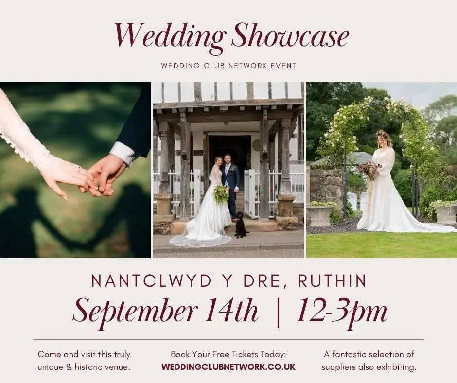 ✨ Exciting News ✨
I’m delighted to share that I’ll be showcasing my wedding cakes at the Wedding Showcase at Nantclwyd y Dre, Ruthin on Sunday 14th September, 12–3pm.
This beautiful, historic venue is the perfect setting to explor