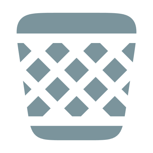 Icon of a trash can with a lid, black and gray in color.