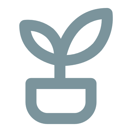 Icon of a potted plant with two leaves.