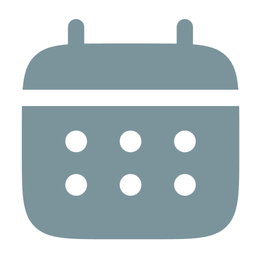 Icon of a calendar with six dots representing dates
