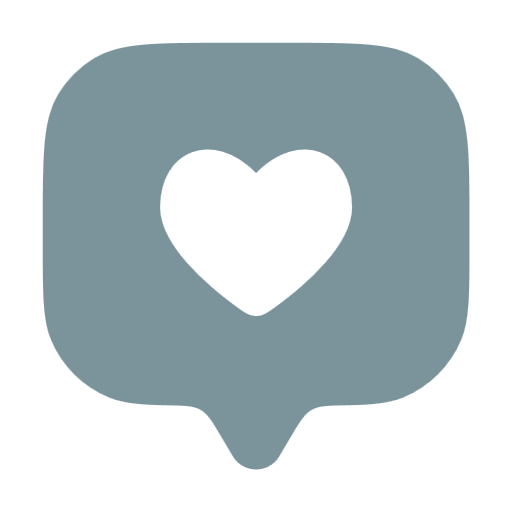 A social media notification icon with a heart symbol in the center.