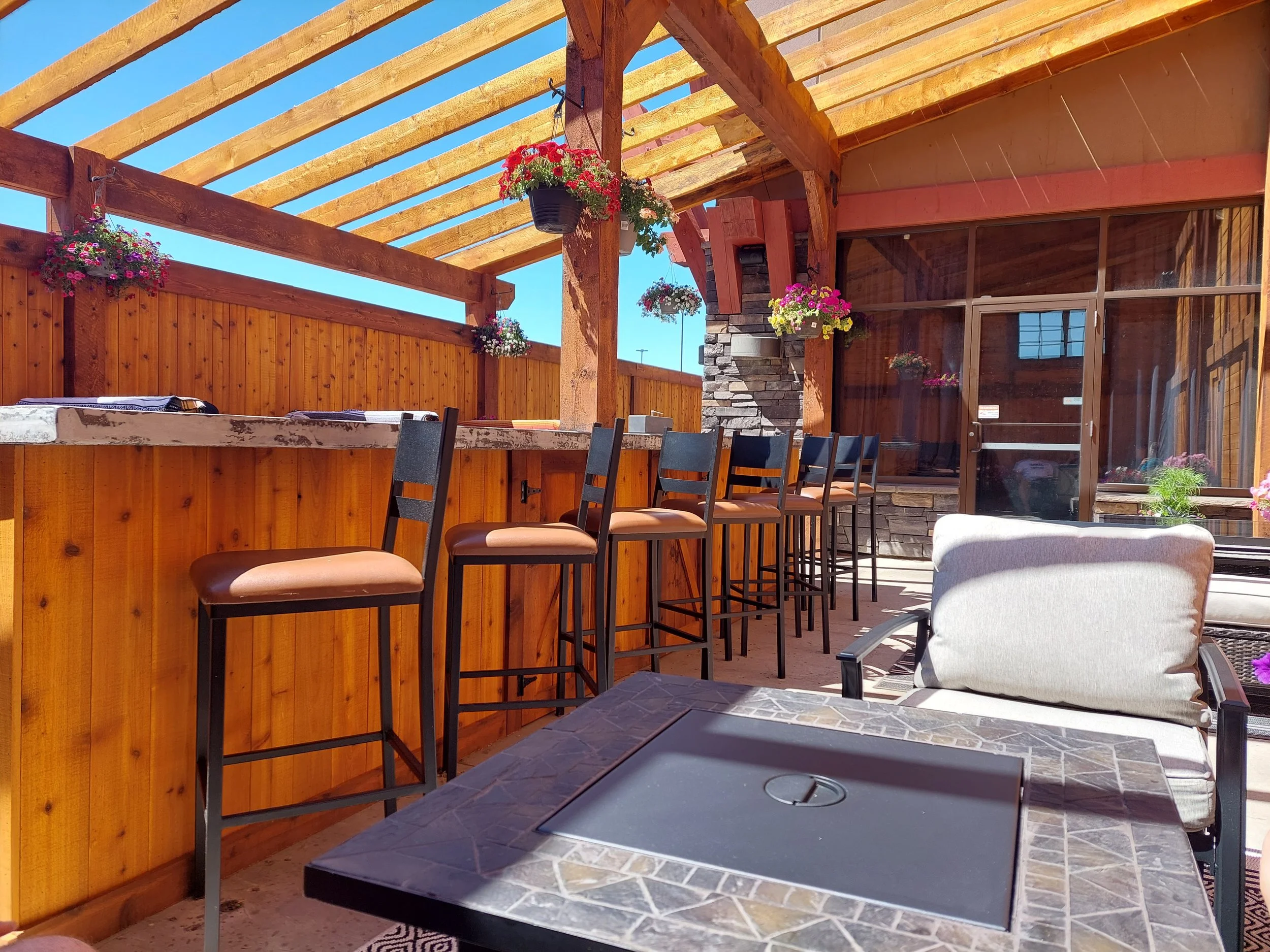 Outdoor patio at the Lighthouse restaurant in Sylvan Lake, Alberta