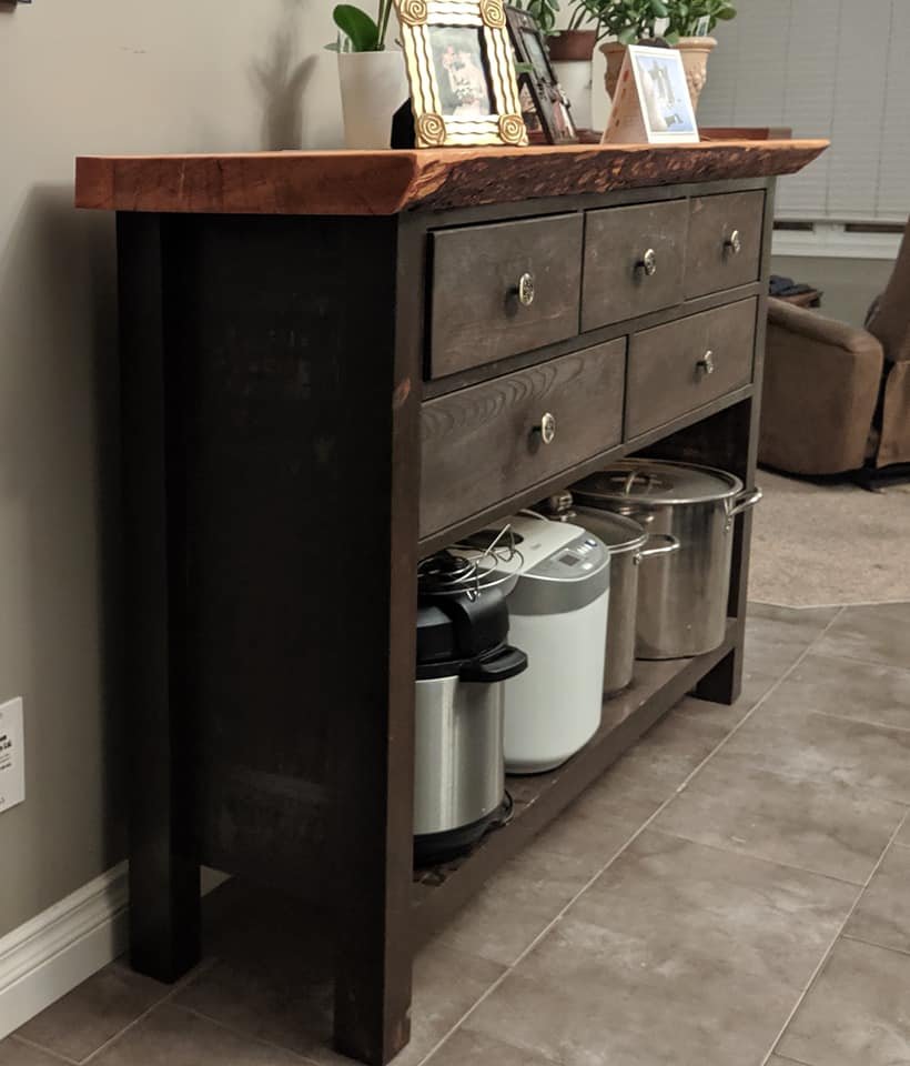 KItchen Buffet, 58¨ X 38¨ X 16¨, 5 drawers, live edge top - $700