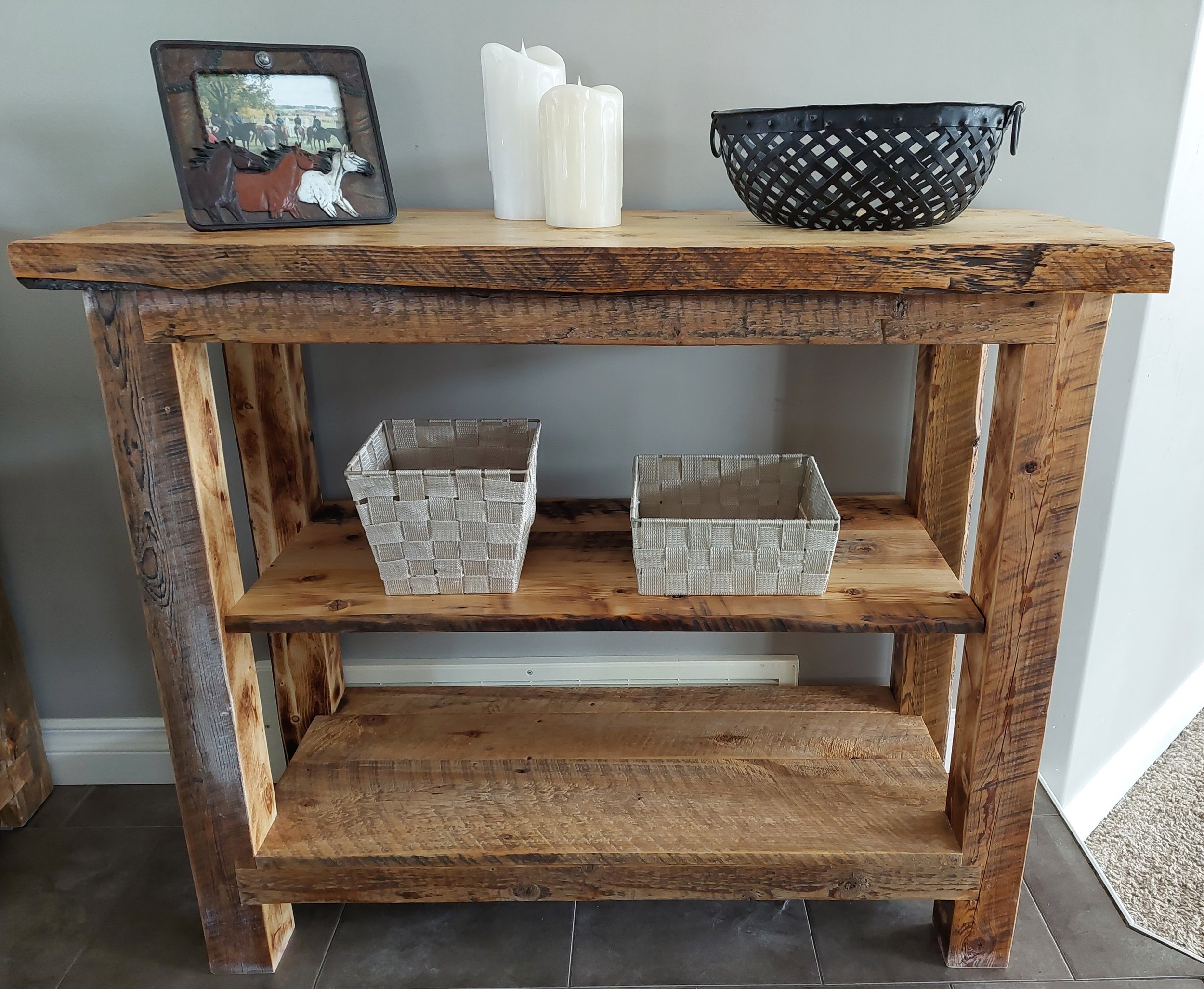 Entry Shelf 36¨ X 30¨ X 12¨ with live edge - $350 (SOLD) Contact me to have one built for your specific needs