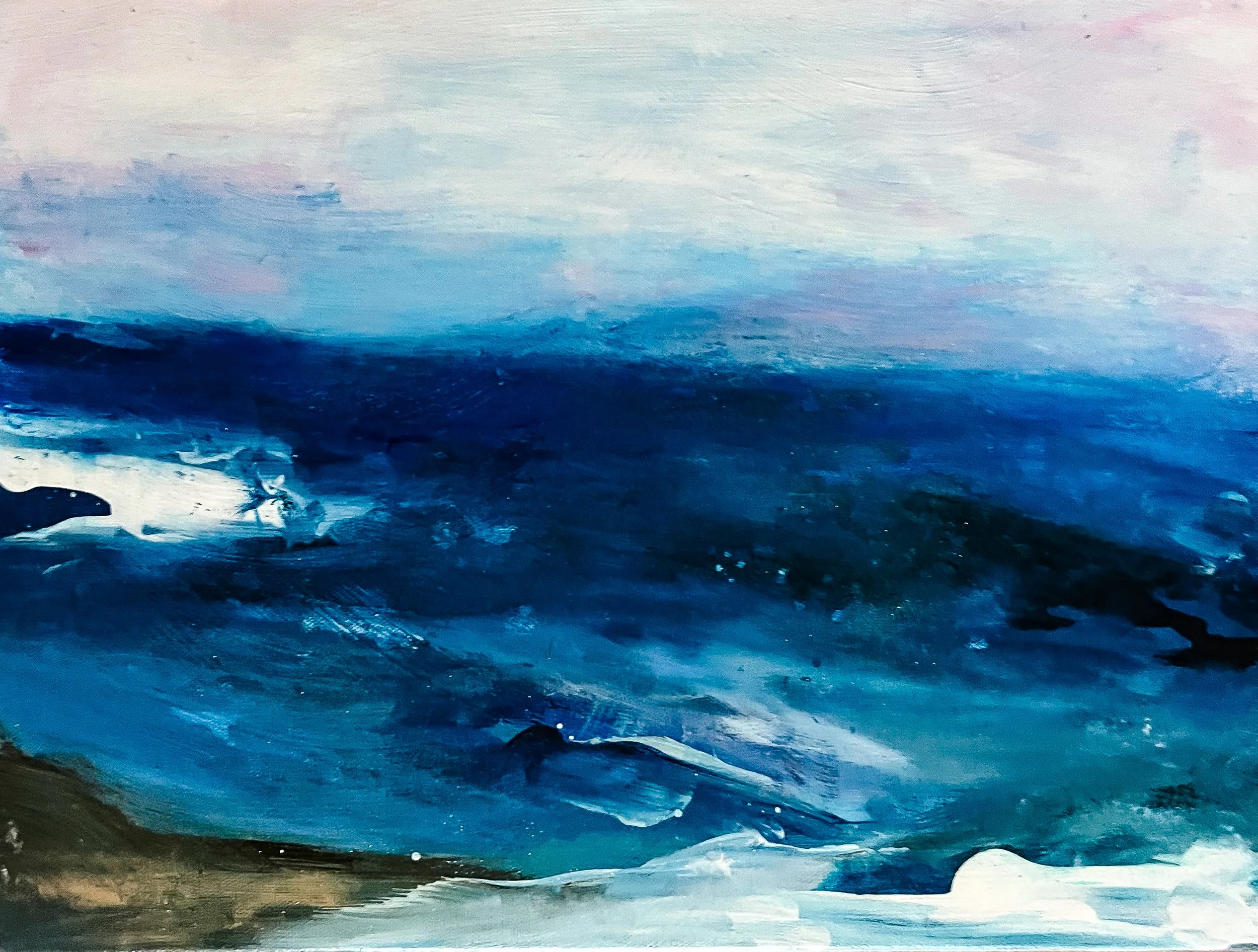 Coastal Memory, Acrylic ink and acrylic paint on canvas, 16x12