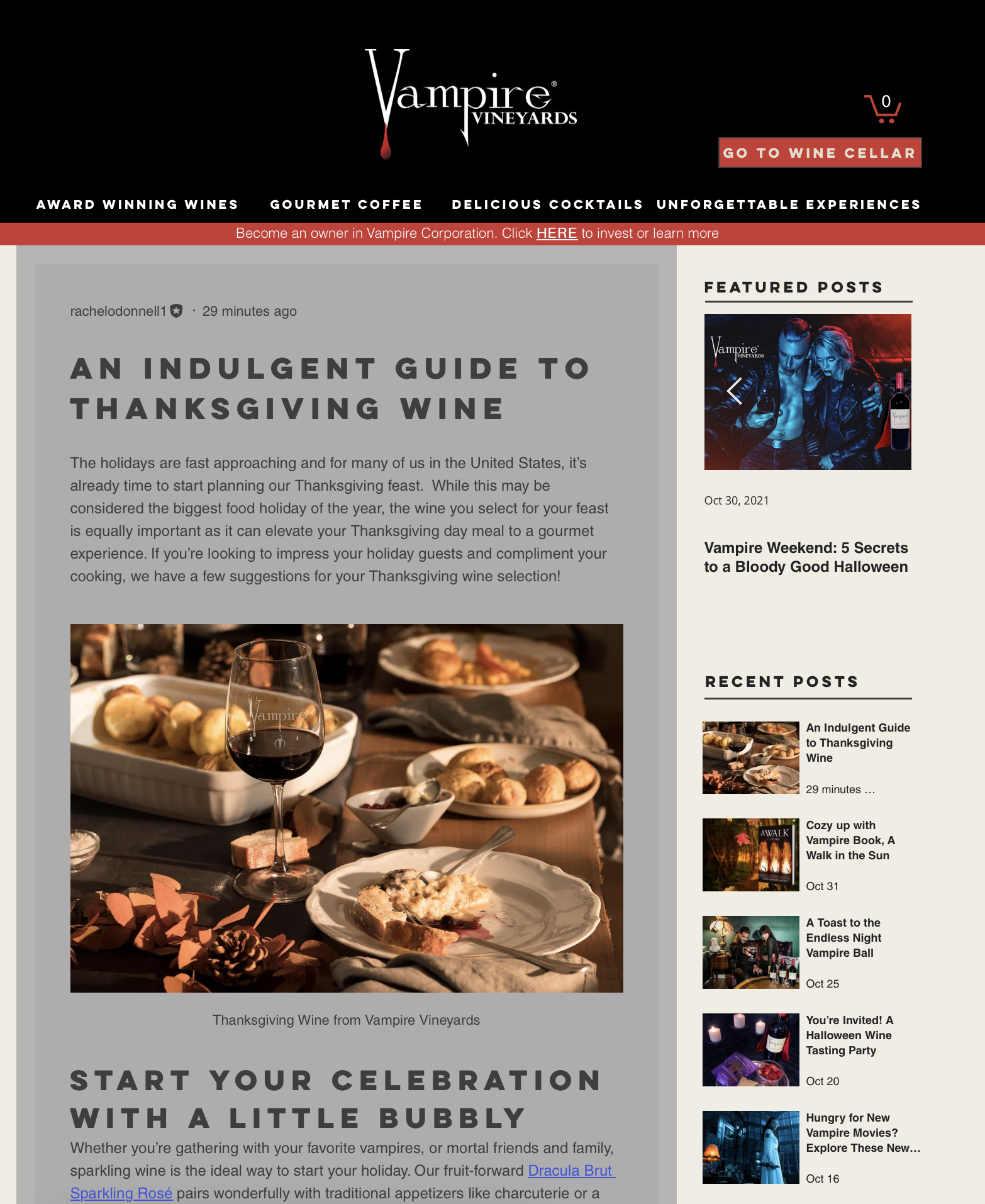 Thanksgiving Wine Copywriting