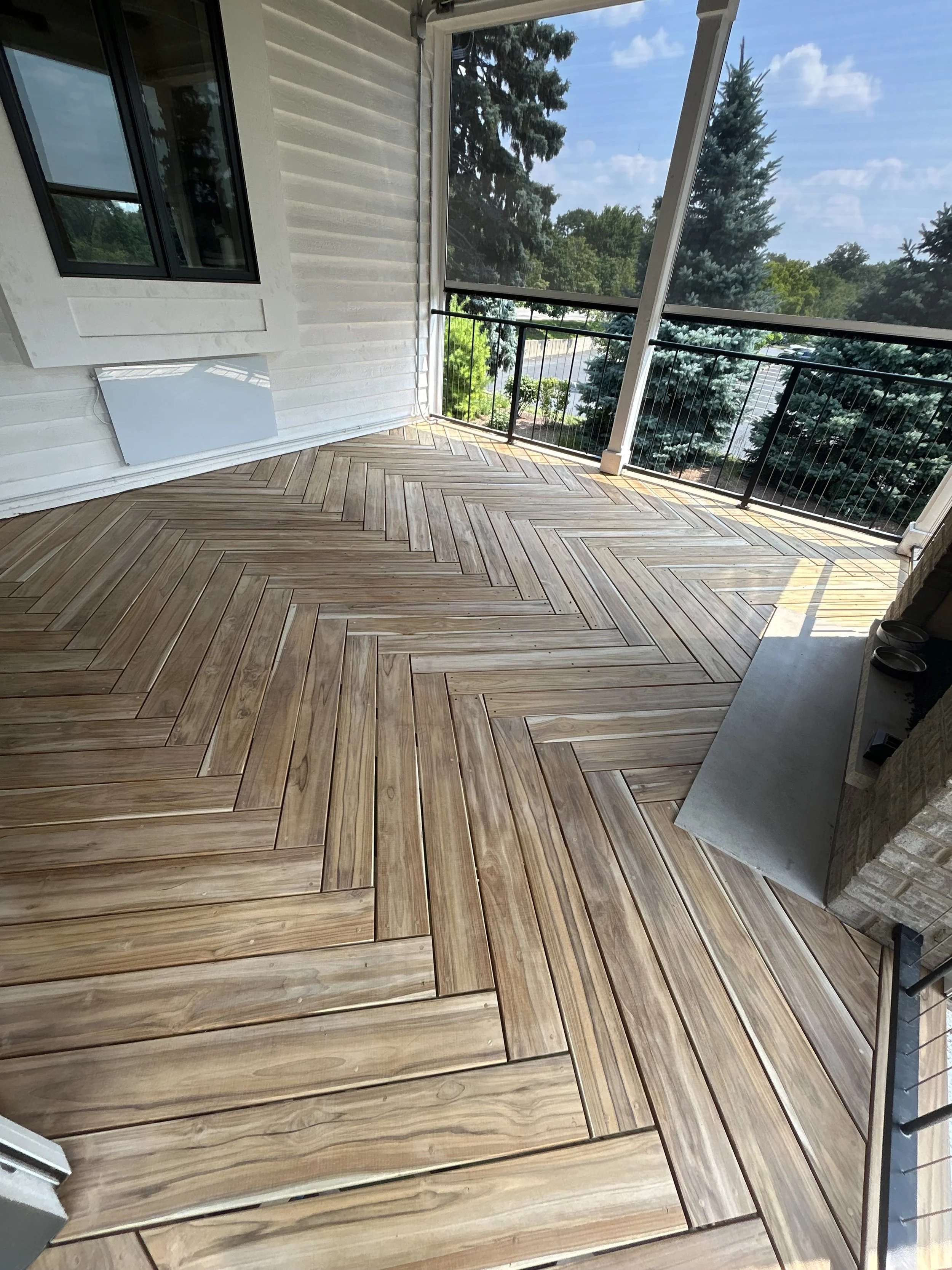 Teak Decking in a Herringbone pattern