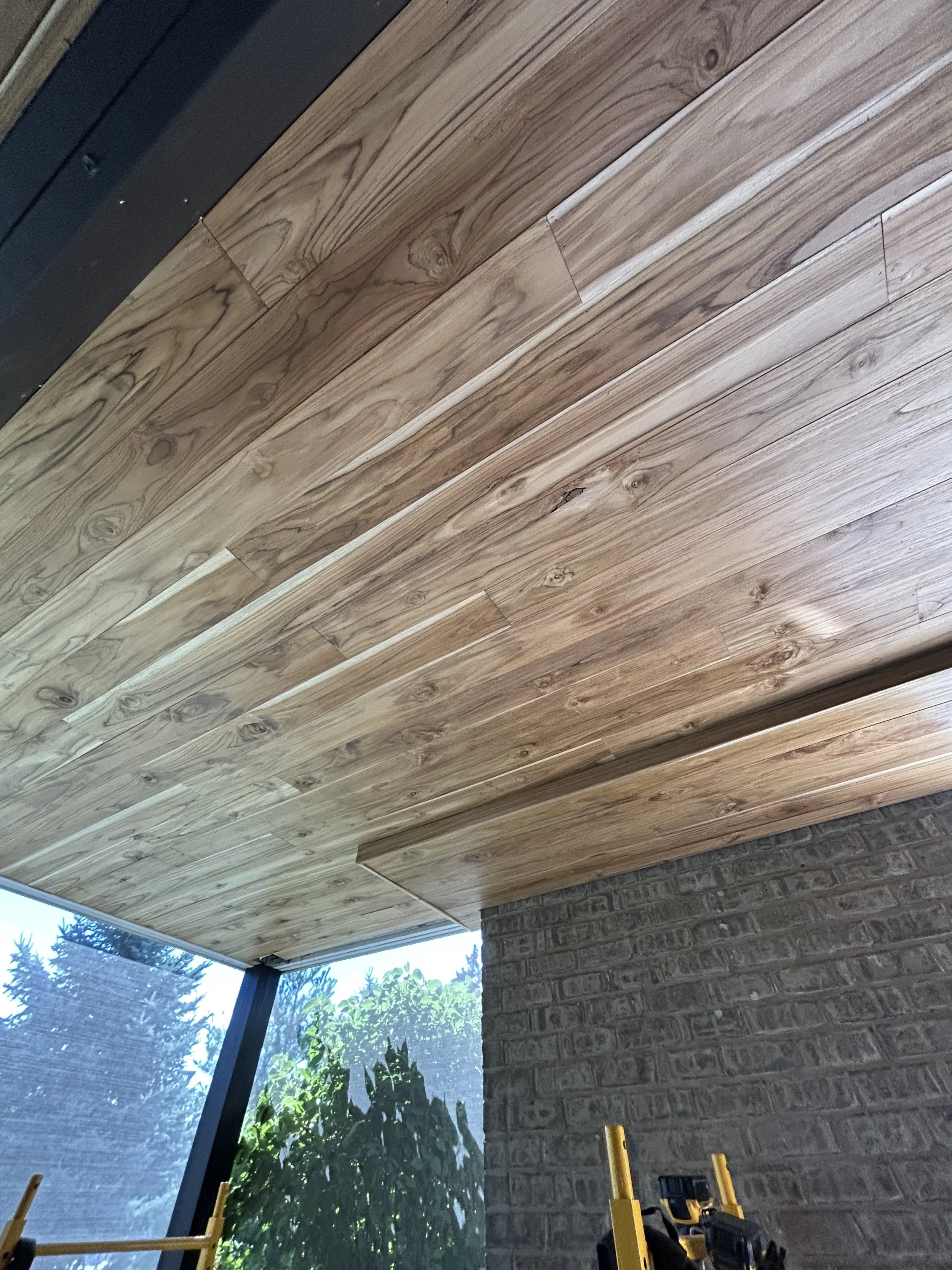 Teak Shiplap on Ceiling