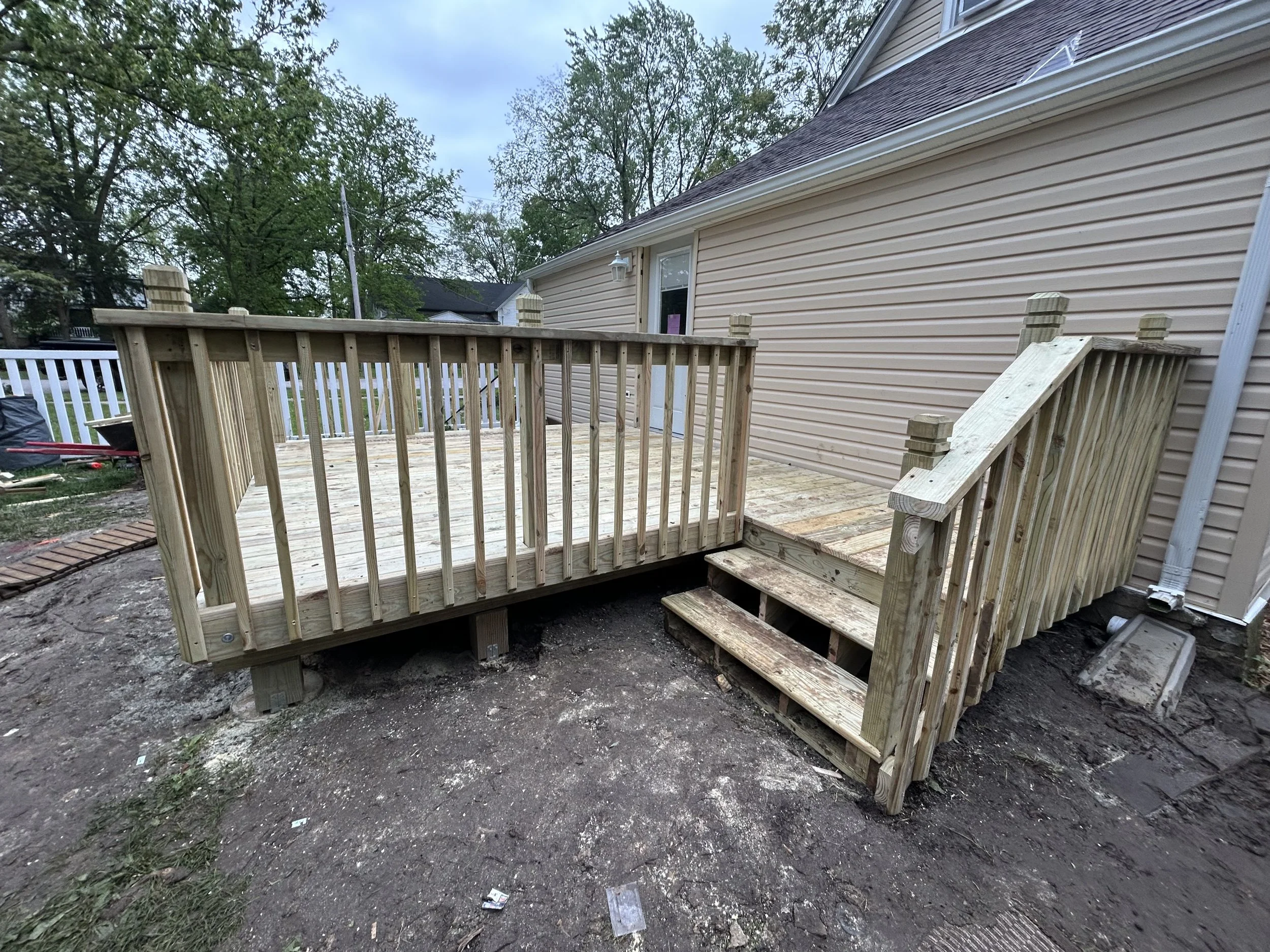 Pressure treated Deck with railings