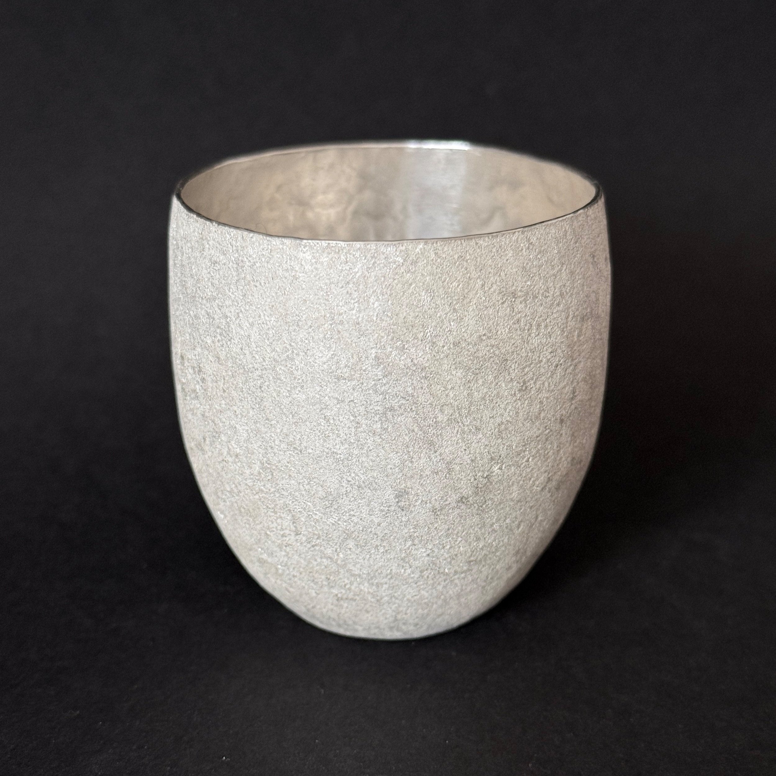Fine silver stone textured cup