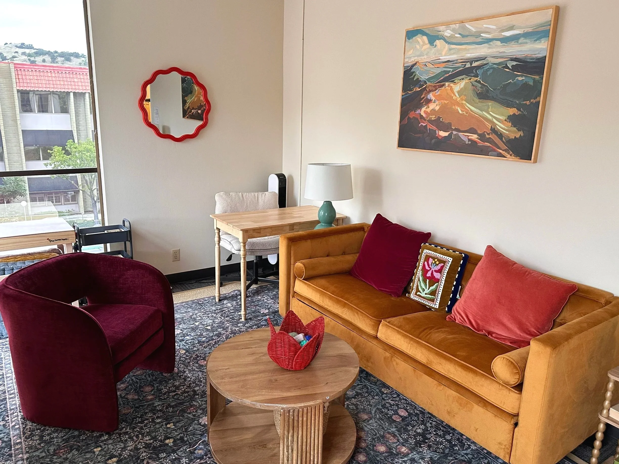 Bright, warm, and full of personality. Our therapy rooms in Walnut Creek are designed to feel welcoming to every child, teen, and family who walks through the door.