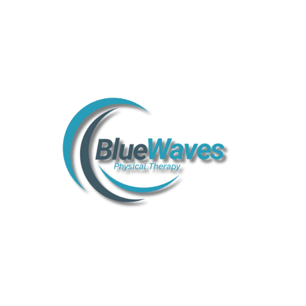 Blue Waves Physical Therapy logo featuring stylized waves and text in blue and gray.