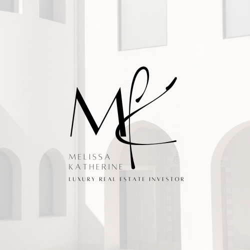 Logo with the initials 'MK' and the text 'Melissa Katherine Luxury Real Estate Investor' on a white background.