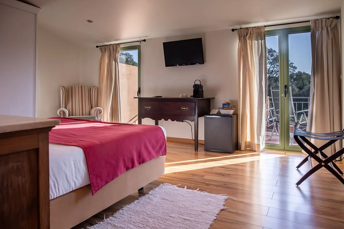 Bedroom at the equestrian resort in Santarém, Portugal