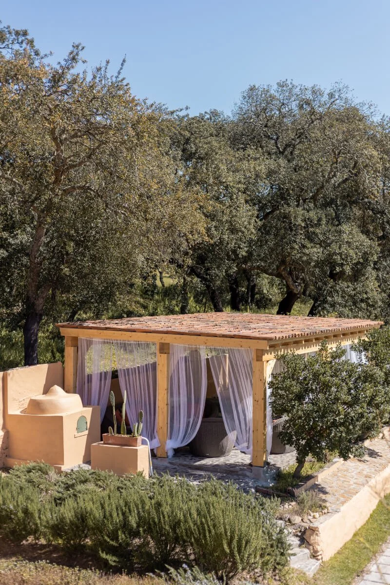 Lounge terrace at the equestrian resort in Santarém, Portugal