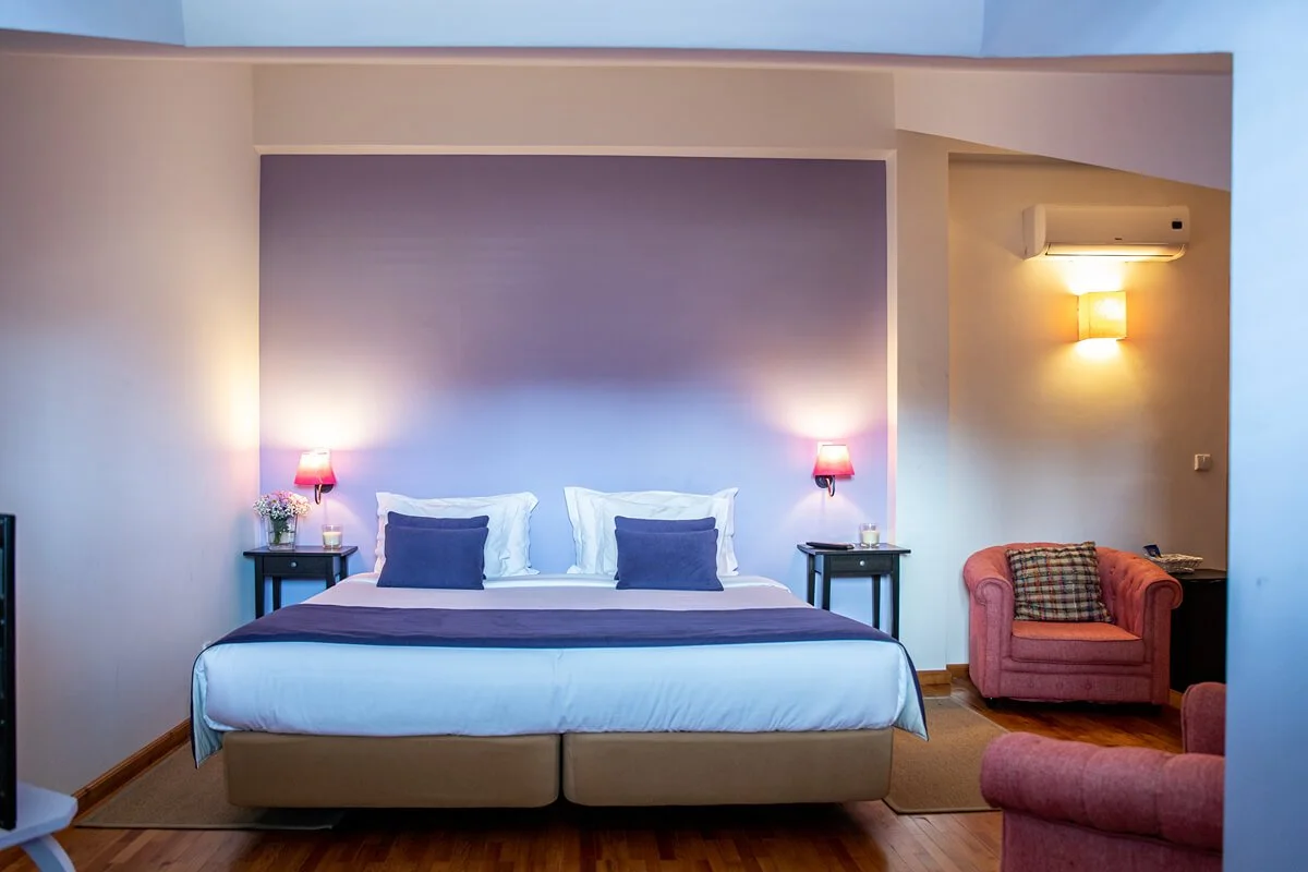Bedroom at the equestrian resort in Santarém, Portugal
