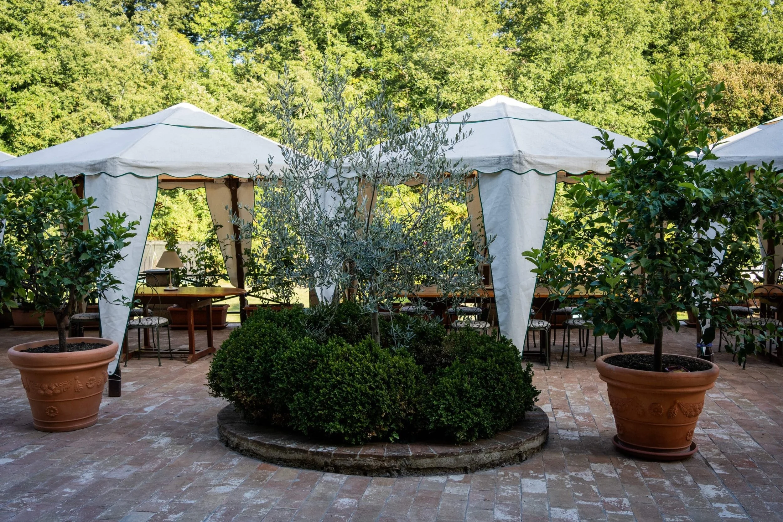Lovely terrace at an equestrian riding center in Italy.