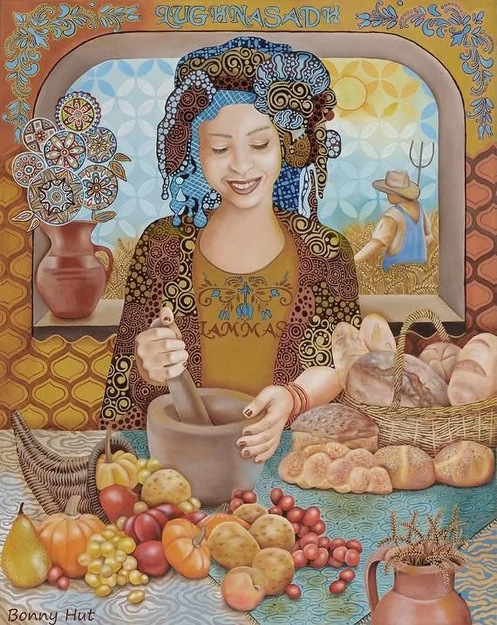 Blessed Lughnasadh! 🍎🍇🥕🌽🧅

Beautiful artwork by @bonny_hut_art_alchemy ✨❤️

#Lughnasadh #TheFirstHarvest #WitchesOfInstagram