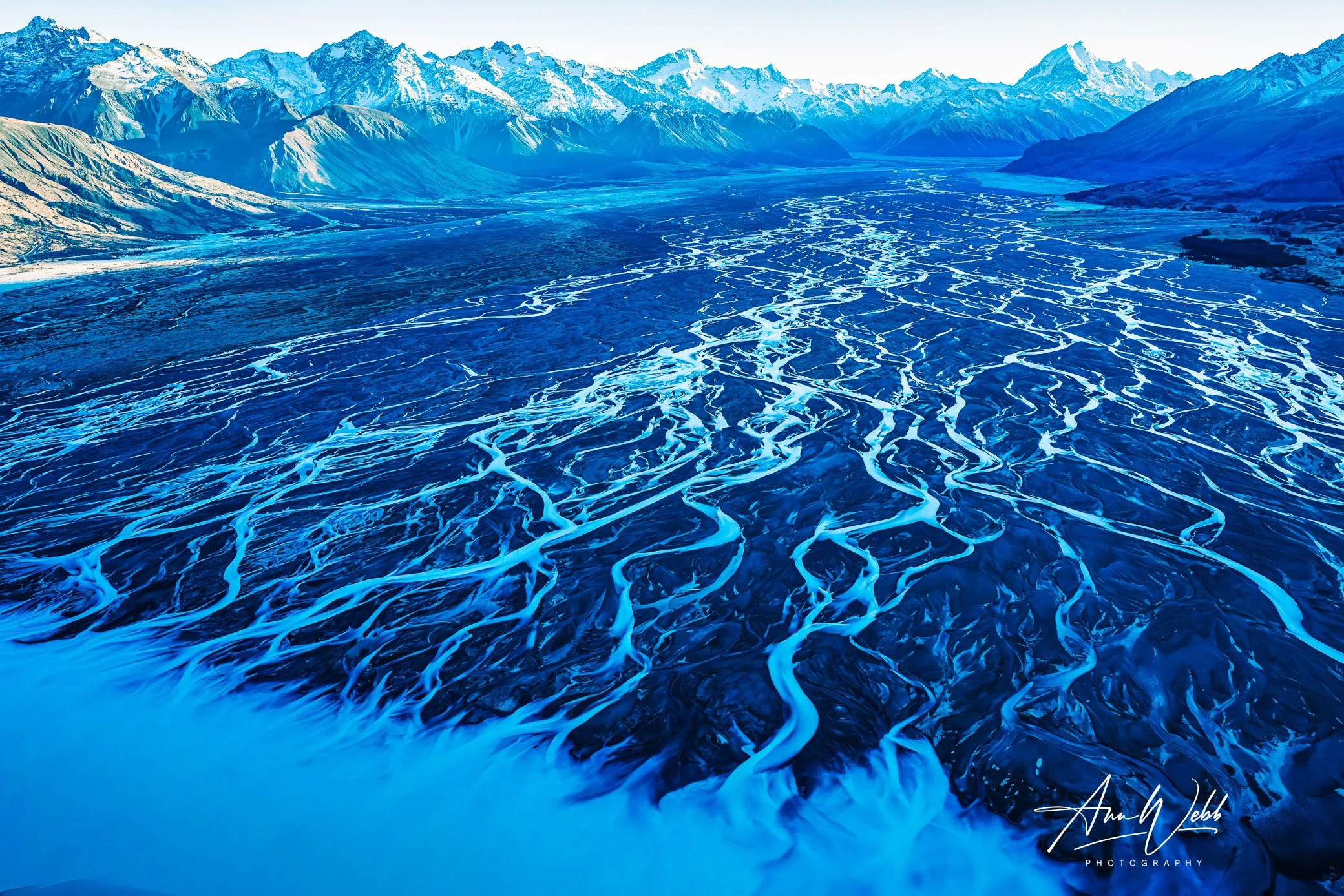 Braided Tasman River and Lake Pūkaki