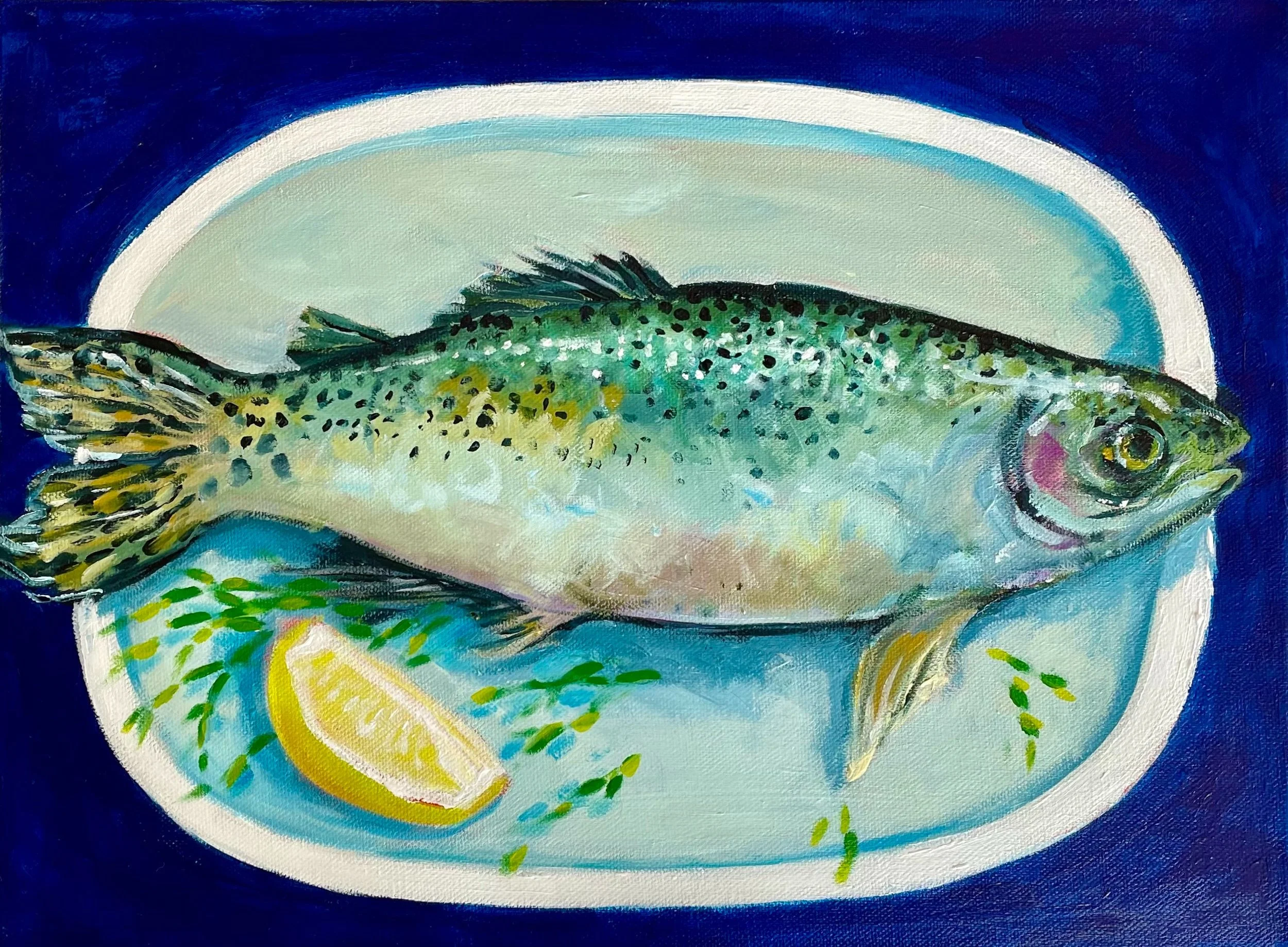 Fish on blue