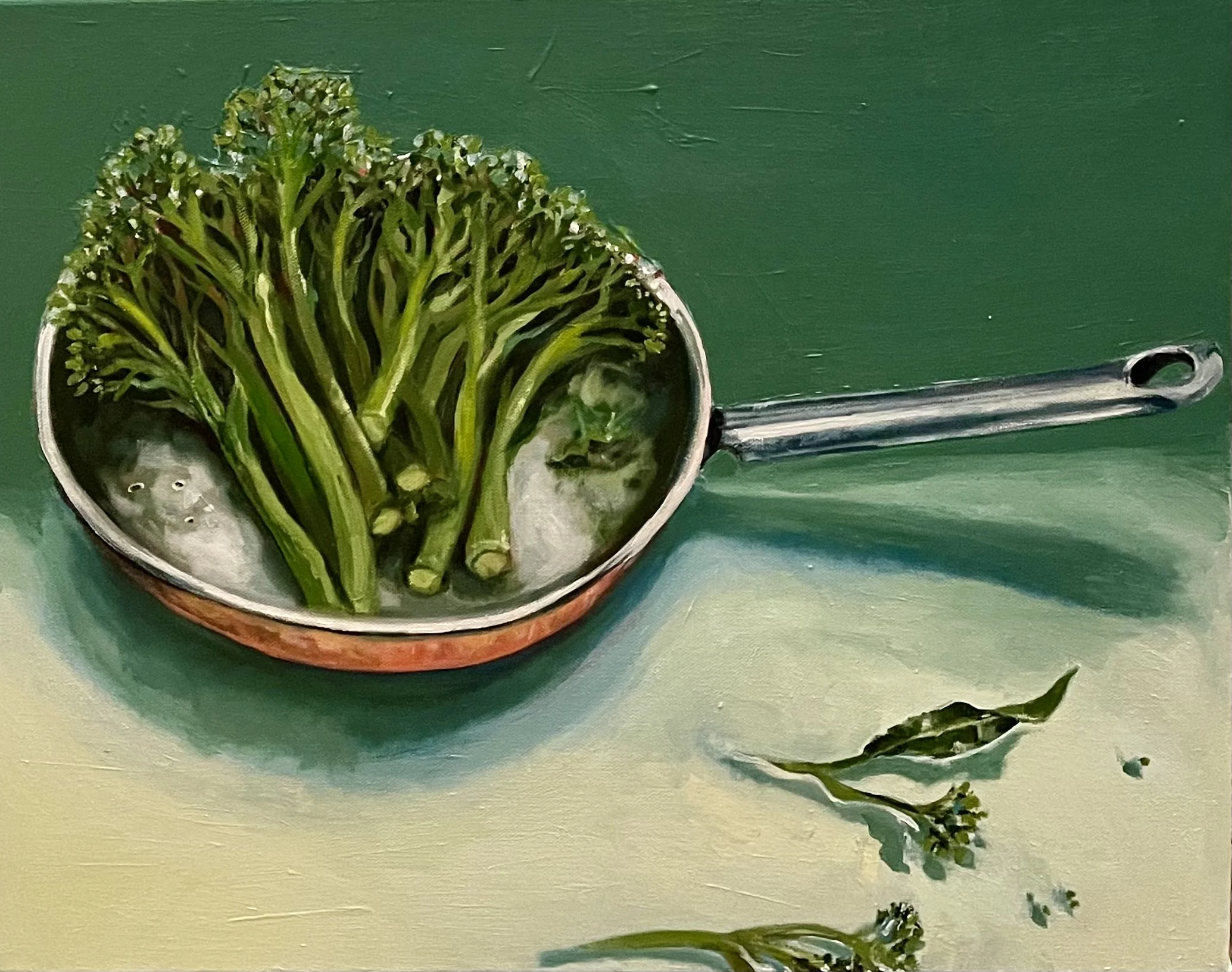 Broccolini in pan