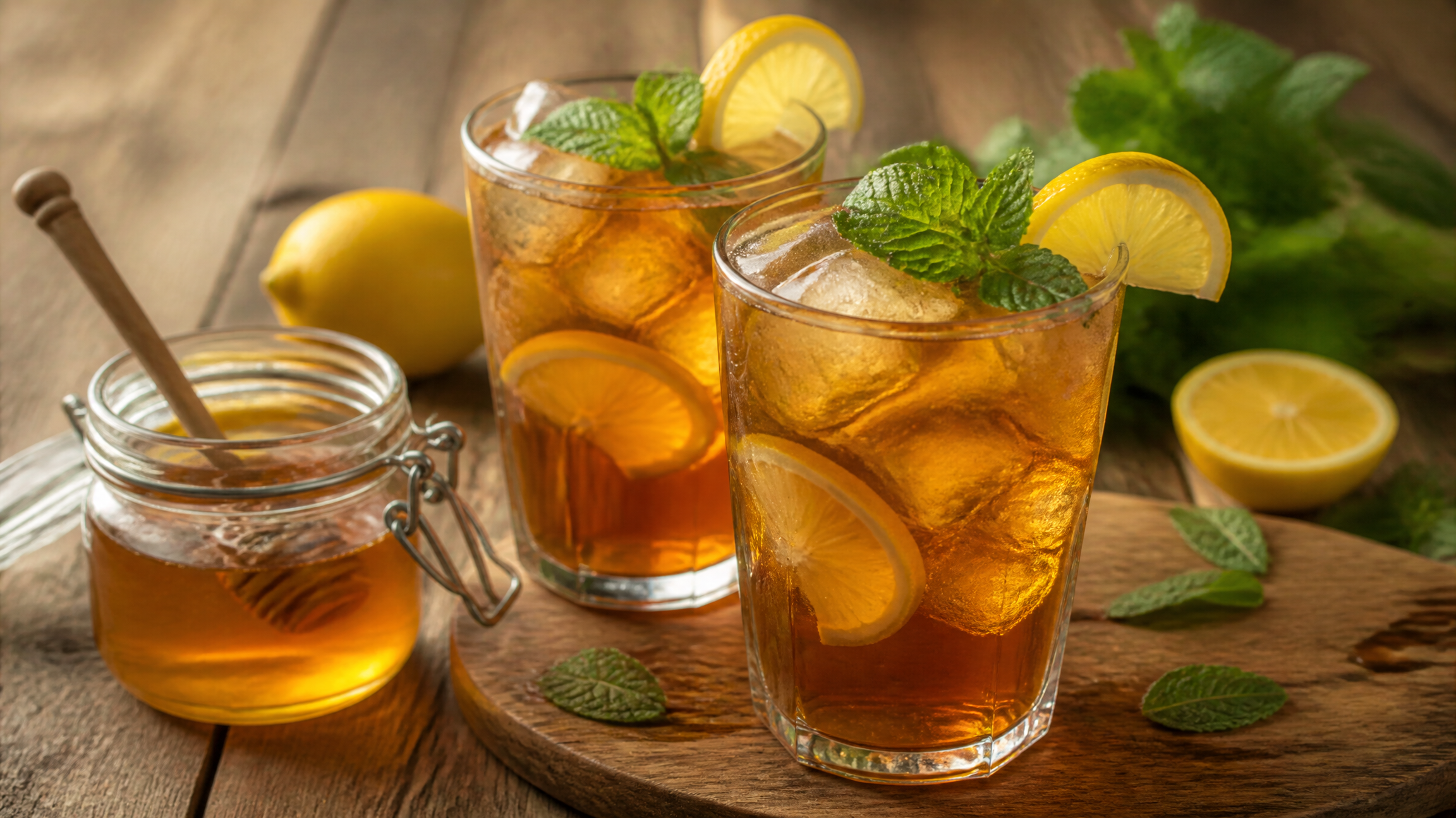 Honey-sweetened iced tea with mint and lemon — Art of the Hive honey drink recipes
