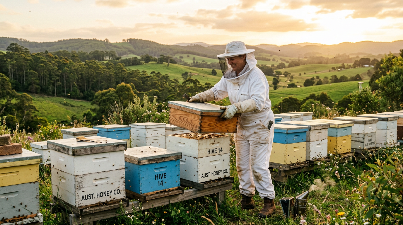 Tending our beehives in a NSW wildflower meadow — Art of the Hive