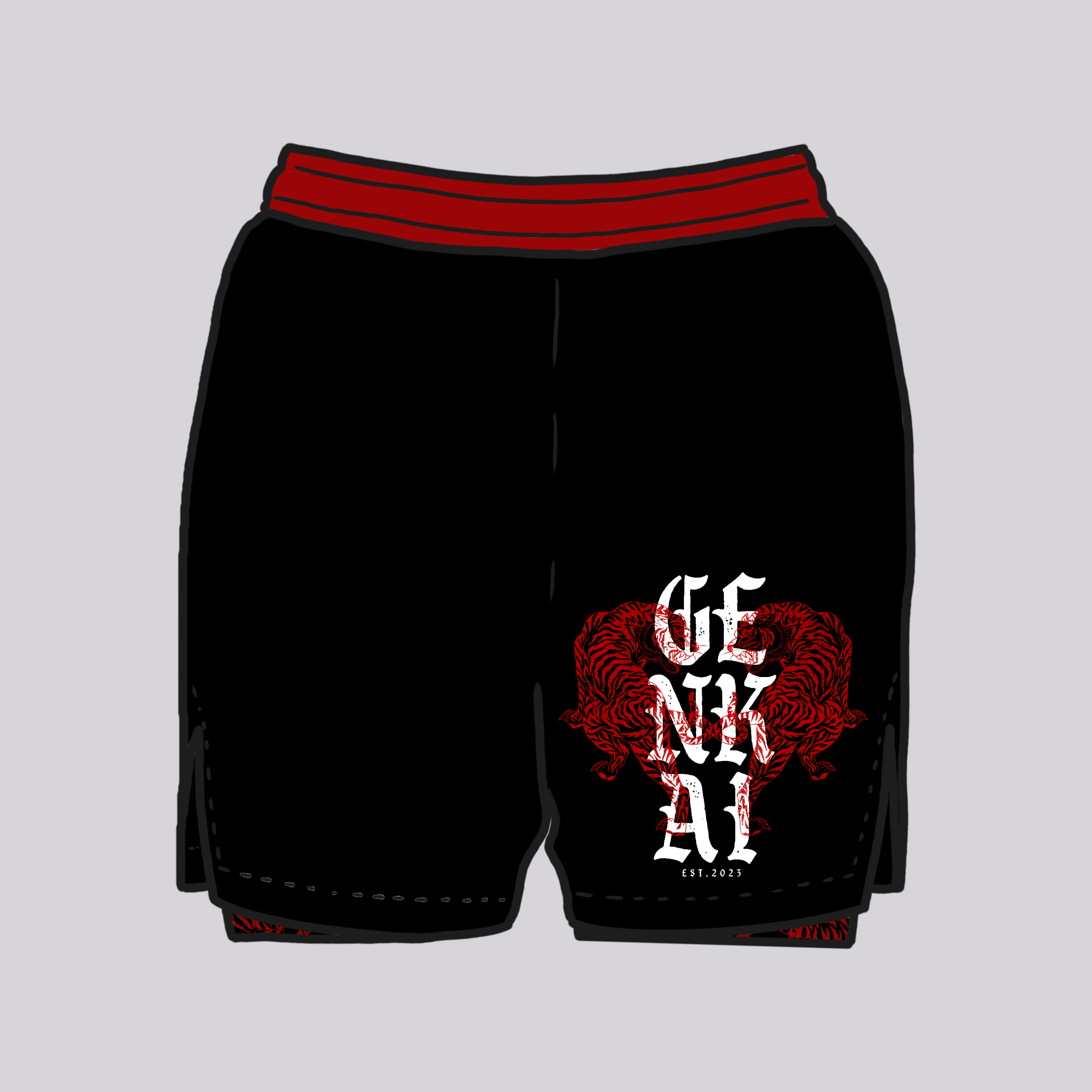 Twin Tigers: Black - 2-in1 Grappling Shorts