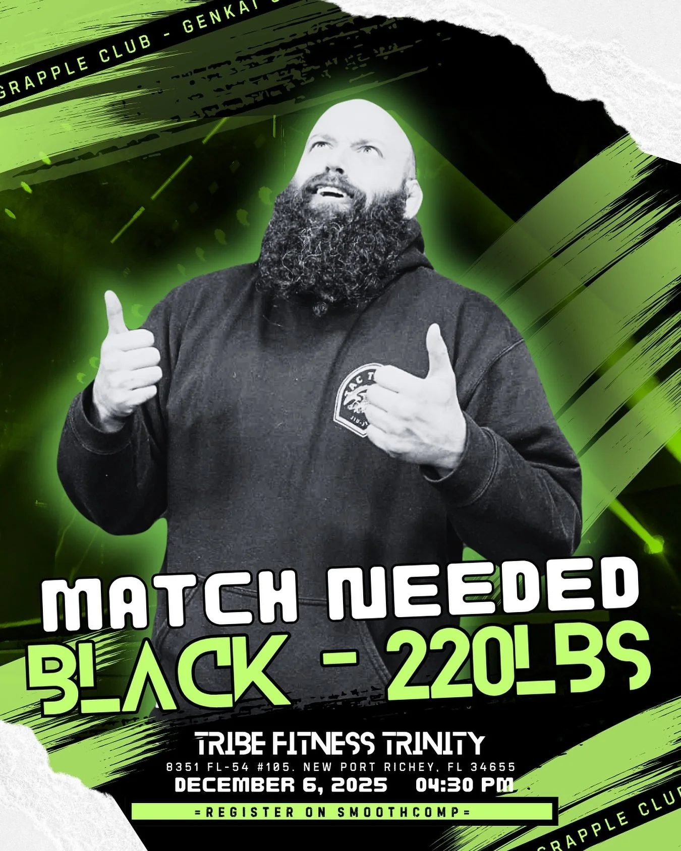 ❇️ MATCH NEEDED ❇️ // Black Belt -220 lbs! 

Can be GI or NOGI

Who wants to take on @thenightpigeon on Dec.6th at the Genkai Grapple Club V1 event? Submission Only - Superfight Series guaranteed to be a high energy night! 

If you fit that rank and 