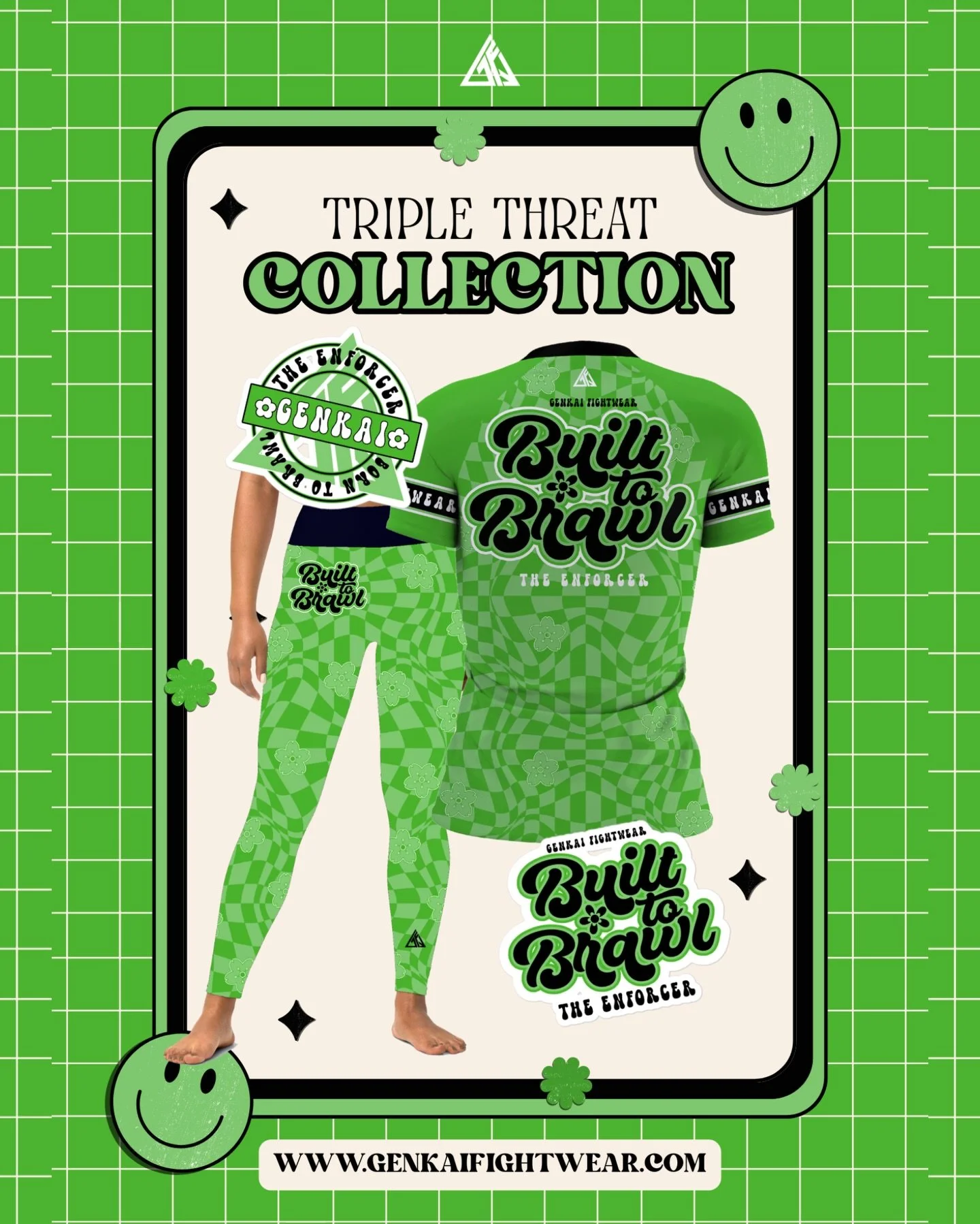 Built To Brawl 💚 // Not built to bend. 

This set is for the ones who don&rsquo;t wait for permission. 
The ones who bring all the pressure. The heavy hitters. 

The Enforcer - Available Now
www.genkaifightwear.com 

// #genkaigrappleclub #genkaifig