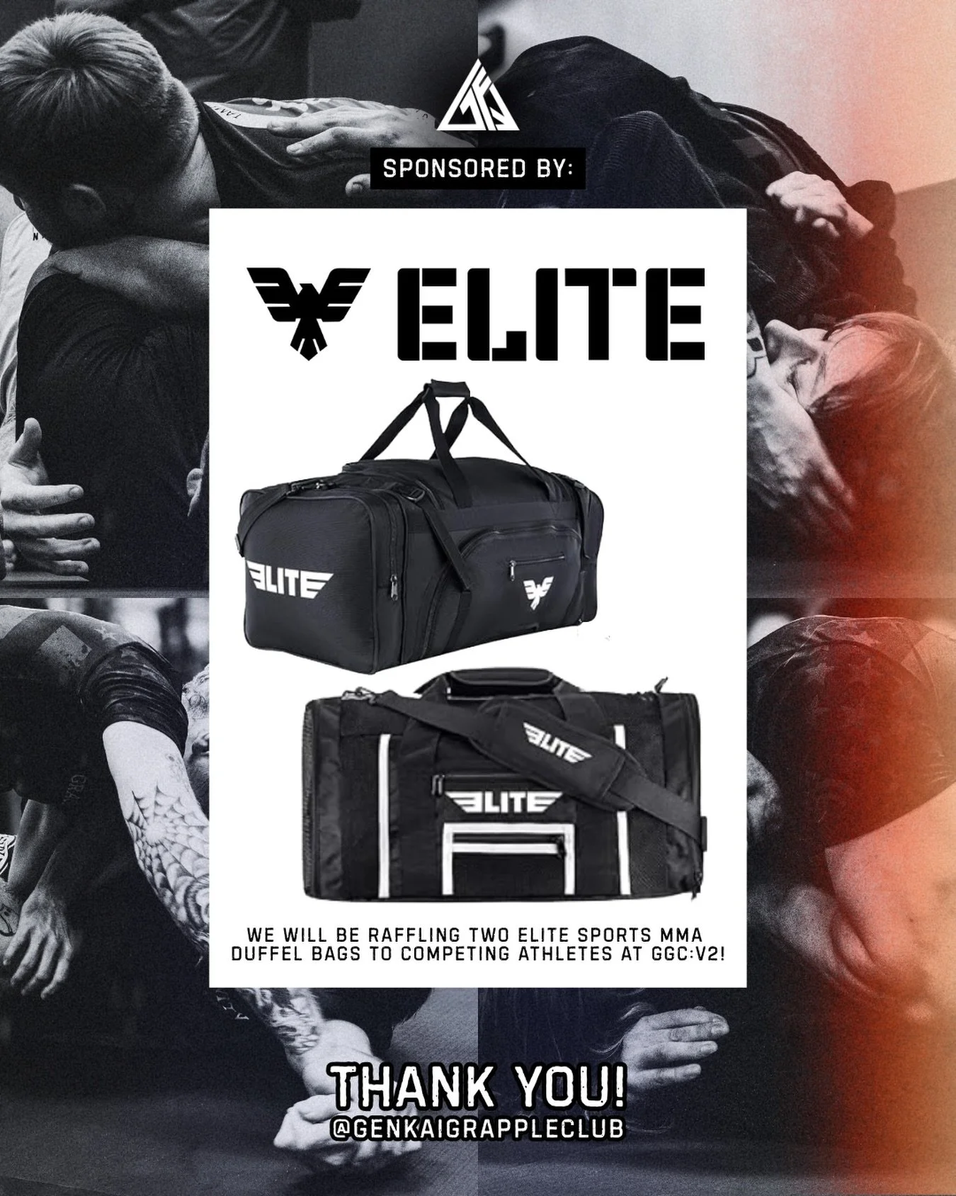 ELITE SPORTS // B I G news 🔥

We&rsquo;re so proud to welcome Elite Sports as an official sponsor of our upcoming Genkai Grapple Club: V2 event!

To celebrate, they&rsquo;re hooking us up with TWO premium MMA duffel bags, and we&rsquo;re raffling th