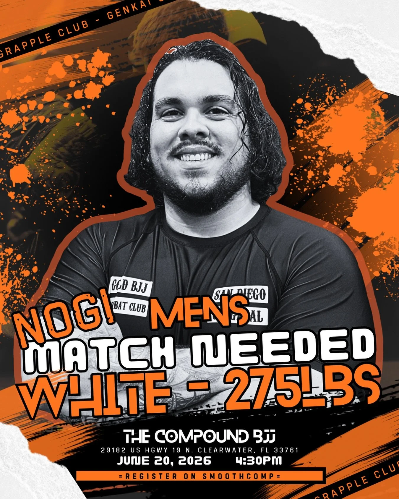 NOGI MATCH NEEDED // White Belt - 275LBS

We&rsquo;ve got White Belt @henryinspanish_ locked in for Genkai Grapple Club: Volume Two on June 20th! 

We are looking for someone who would be interested in going head to head with Enrique for a submission