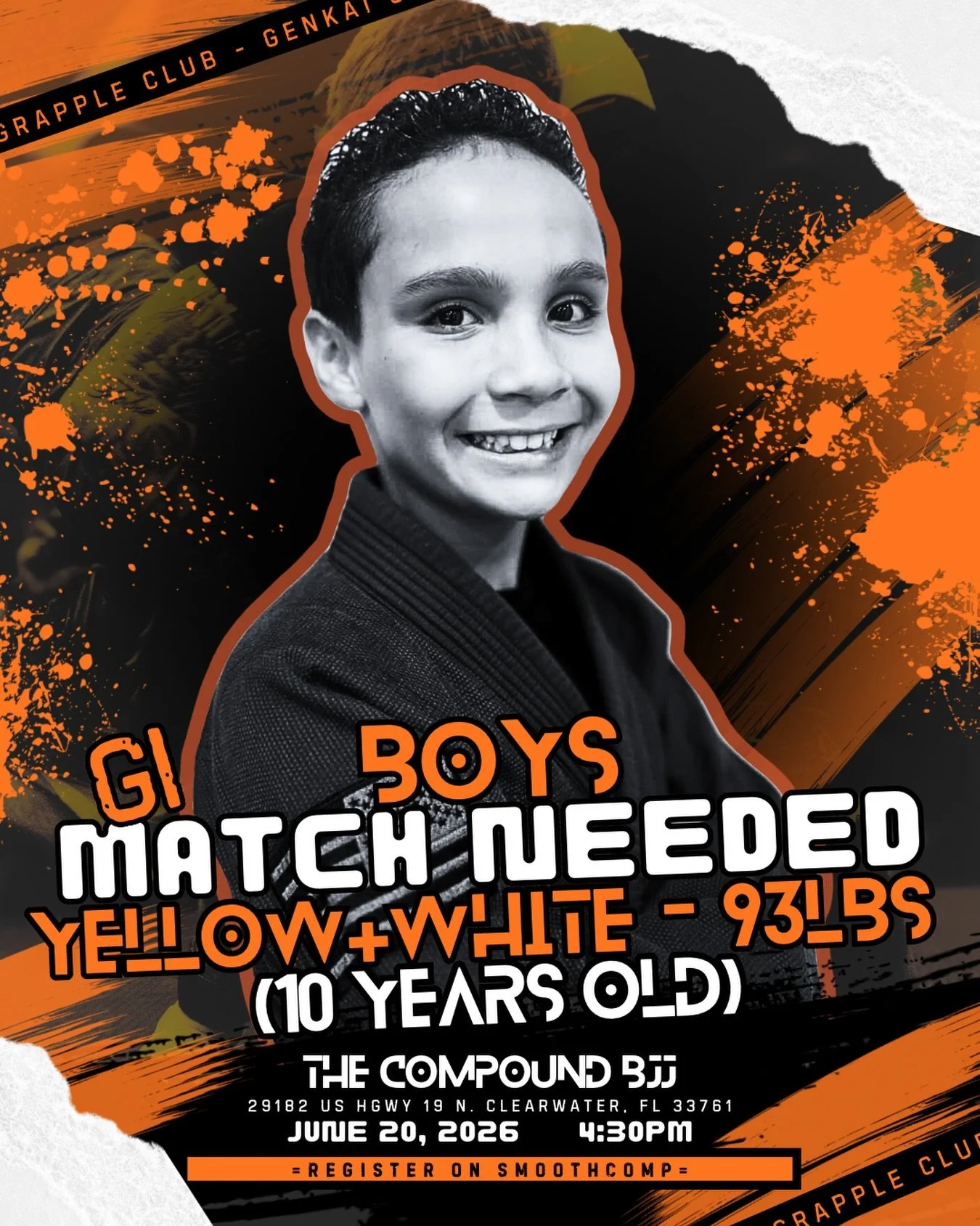 GI MATCH NEEDED // Yellow + White Belt - 93lbs (10yo)

We&rsquo;ve got @cody_bjj locked in for Genkai Grapple Club: Volume Two on June 20th! 

We are looking for someone who would be interested in going head to head with Cody for a submission-only gi