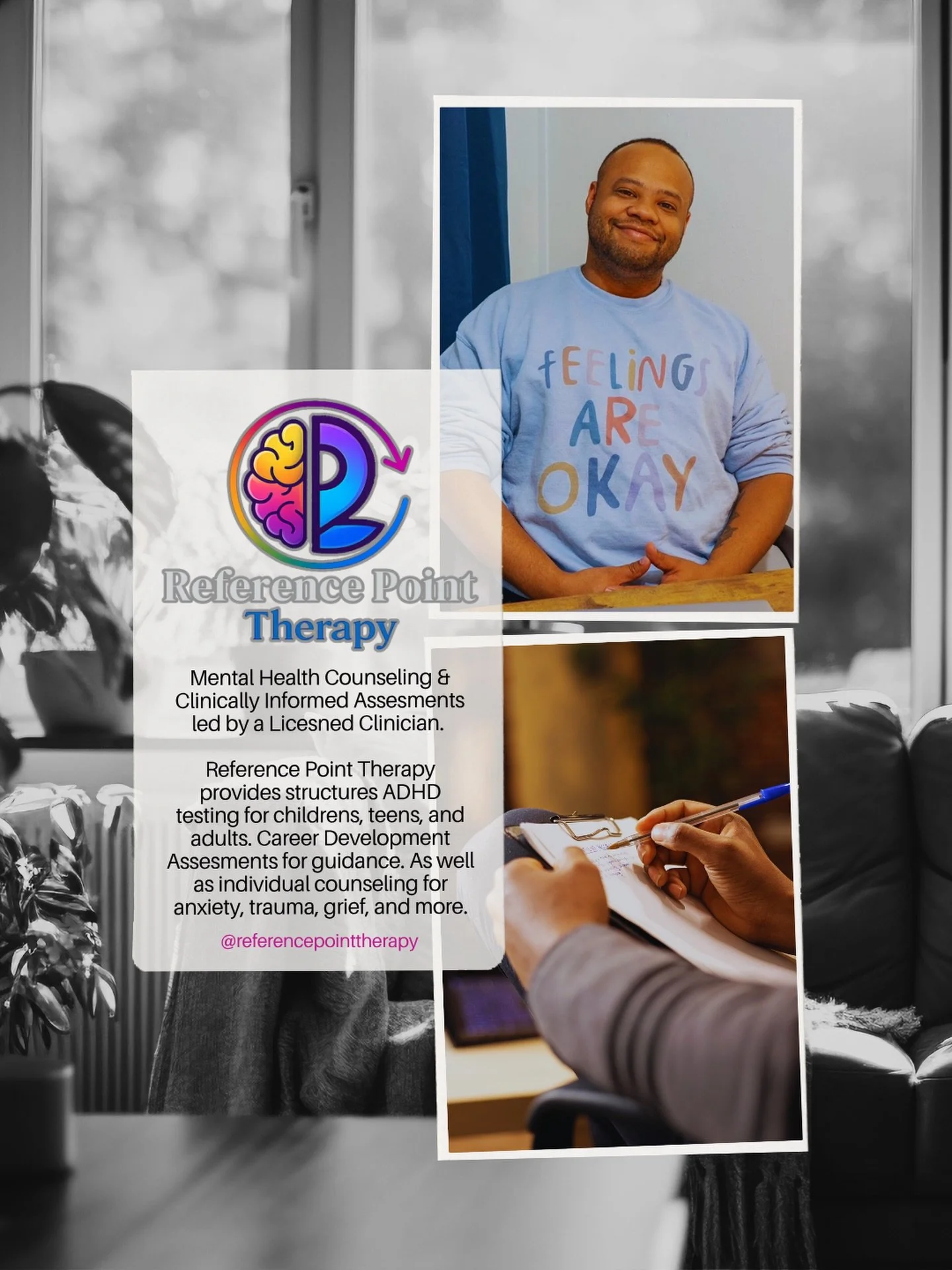SPONSOR HIGHLIGHT // Reference Point Therapy 🧠

Mental Health Counseling &amp; Clinically Informed Assessments

@referencepointtherapy is owned an operated by Licensed Clinician, Joel Asencio. Servicing the Tampa Bay and surrounding areas, @referenc